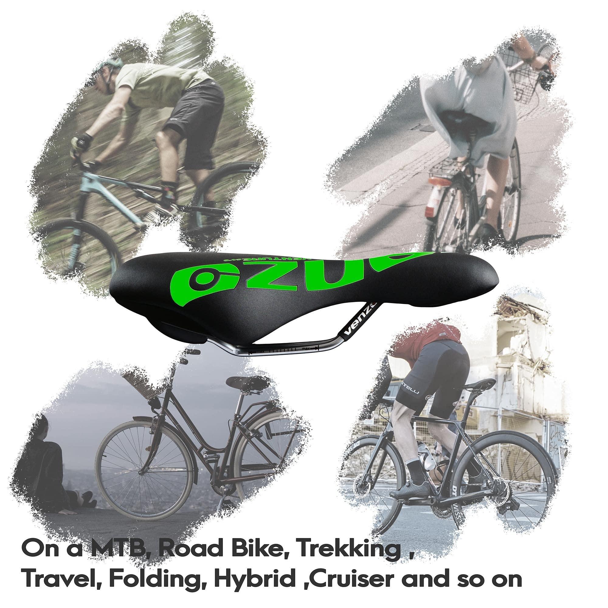 Venzo Venzo Comfortable Bike Bicycle Saddle Seat - for MTB, Road, Exercise, Trekking, Folding, Hybrid & Cruiser Bikes - XC Saddle Seat - Green
