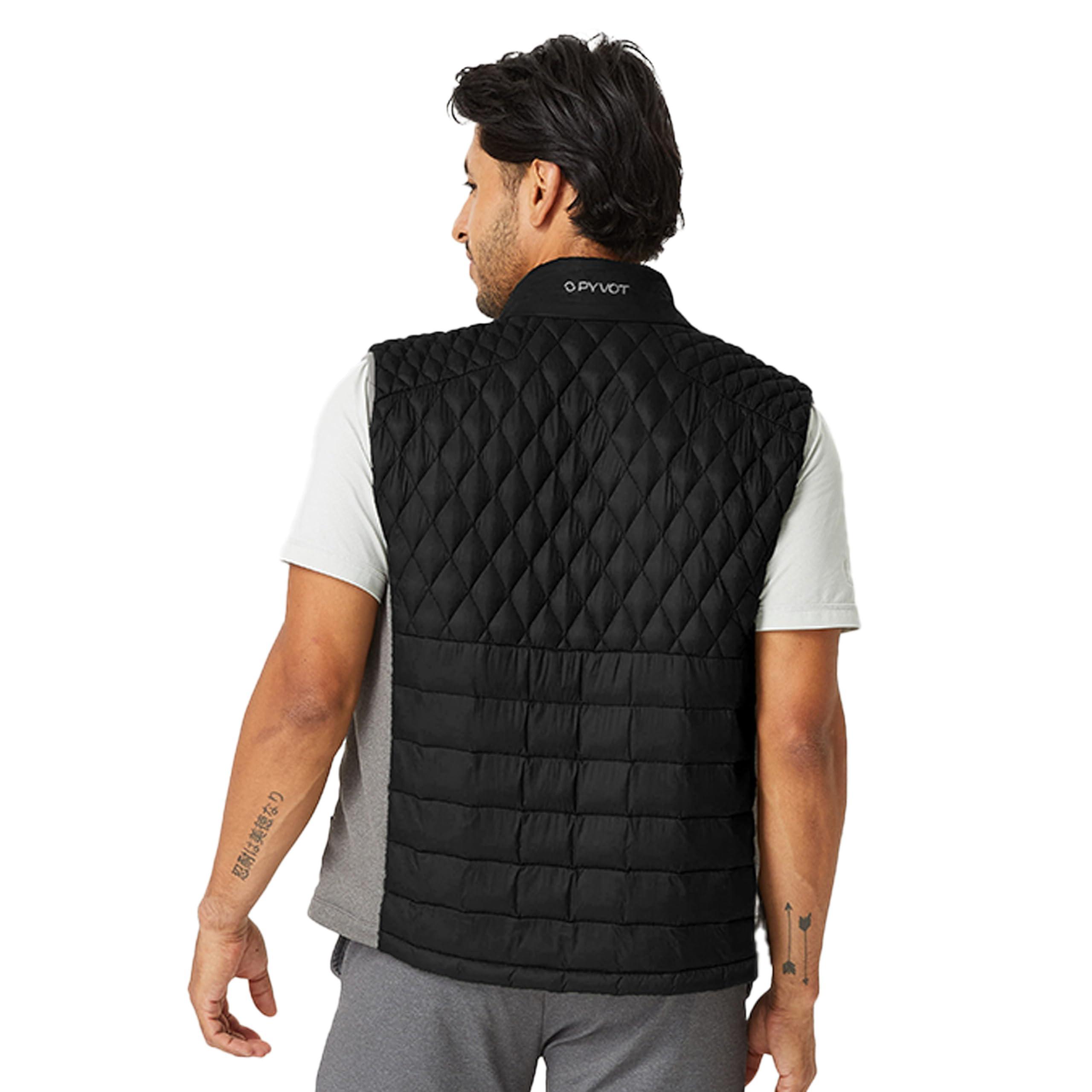 PYVOT PYVOT Mens Dash Weighted Quilted Vest, Weighted Blanket Inspired Clothing for Sensory Issues, Fitness, Stress Relief and Relaxation, Large Size, Black