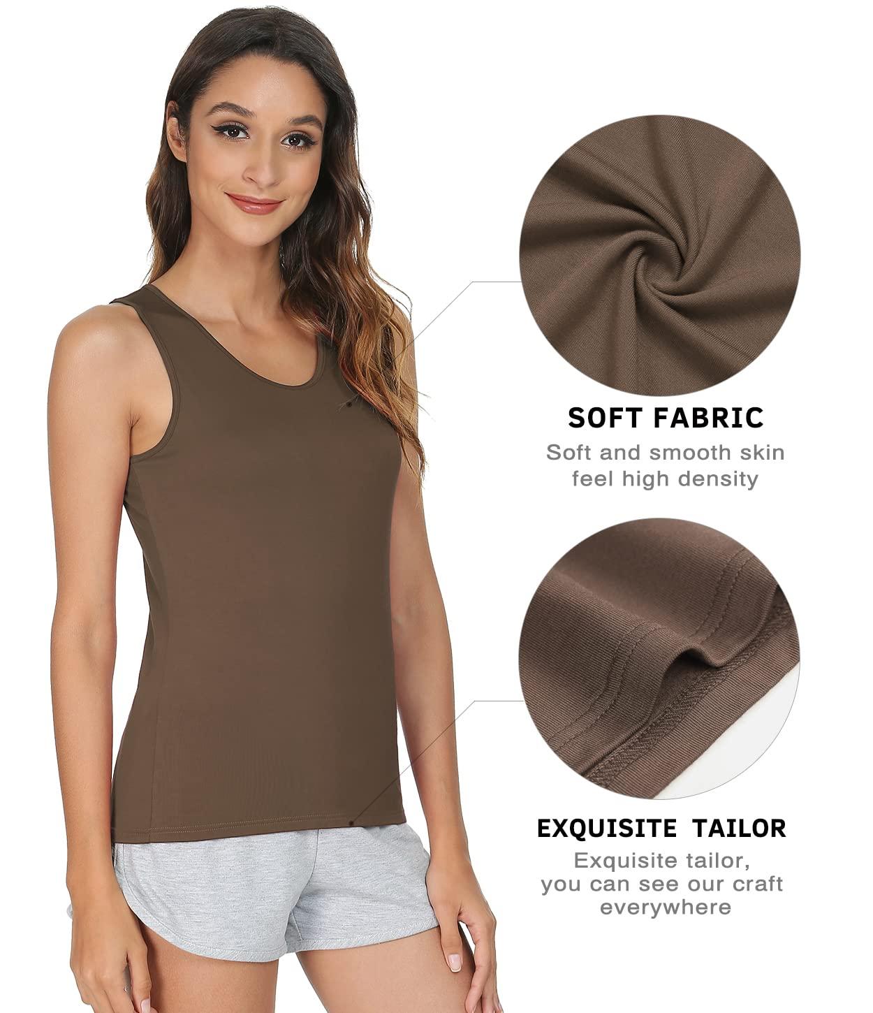 Vislivin Vislivin Womens Supersoft Camisole Stretch Casual Tank Tops Black/Black/Dark Grey/Coffee M