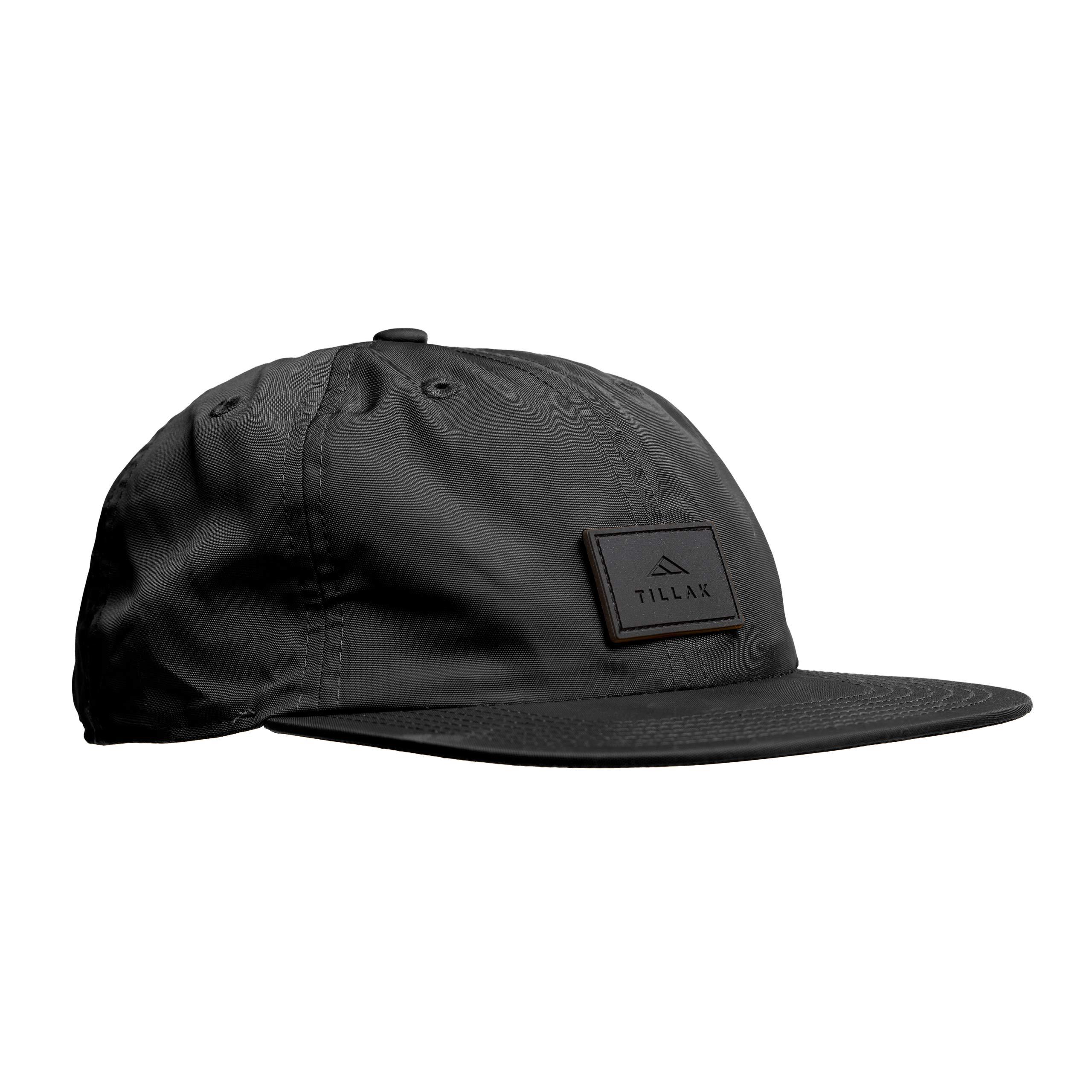Tillak Tillak Coho Six Panel Hat, Kodra Nylon 6 Panel Cap with Snap Closure (Black)