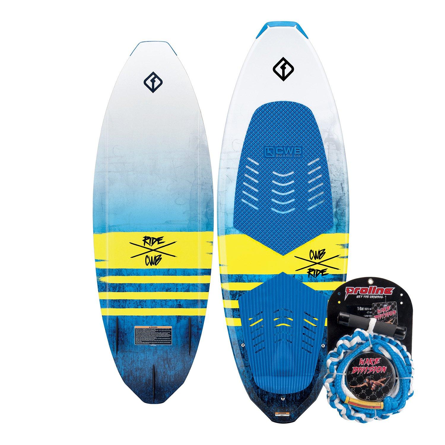 Connelly CWB Connelly Ride Wakesurf Board Package, Proline Surf Rope, Airhead 3-Section Water Ski Rope