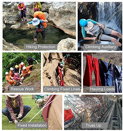 X XBEN X XBEN Outdoor Climbing Rope Rock Climbing Rope, Escape Rope Climbing Equipment Fire Rescue Parachute Rope (230 Foot) - Black