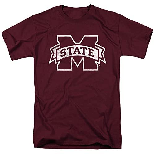 LOGOVISION Mississippi State University Official Distressed Primary Logo Unisex Adult T Shirt,Mississippi State University - Maroon, 2X-Large