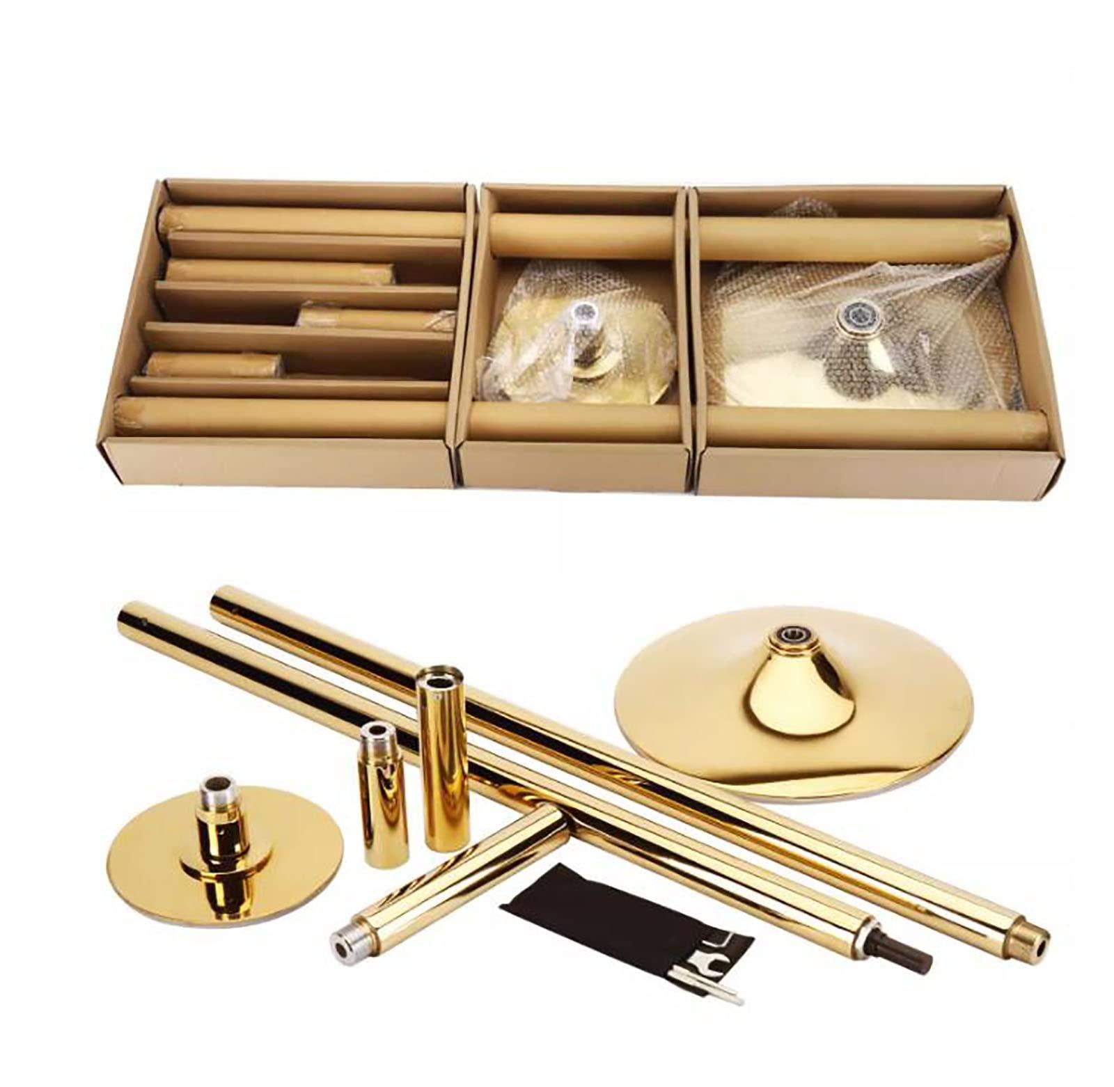 JYDQMOLS JYDQMOLS Portable Dance Pole Home Fitnes 2.74m/9ft Height Adjustable Spinning/Static Dance Pole, Home/Yoga Room/Dance Studio Extendable Dancing Pole Kit for Beginner/Professional Dancers(Gold)