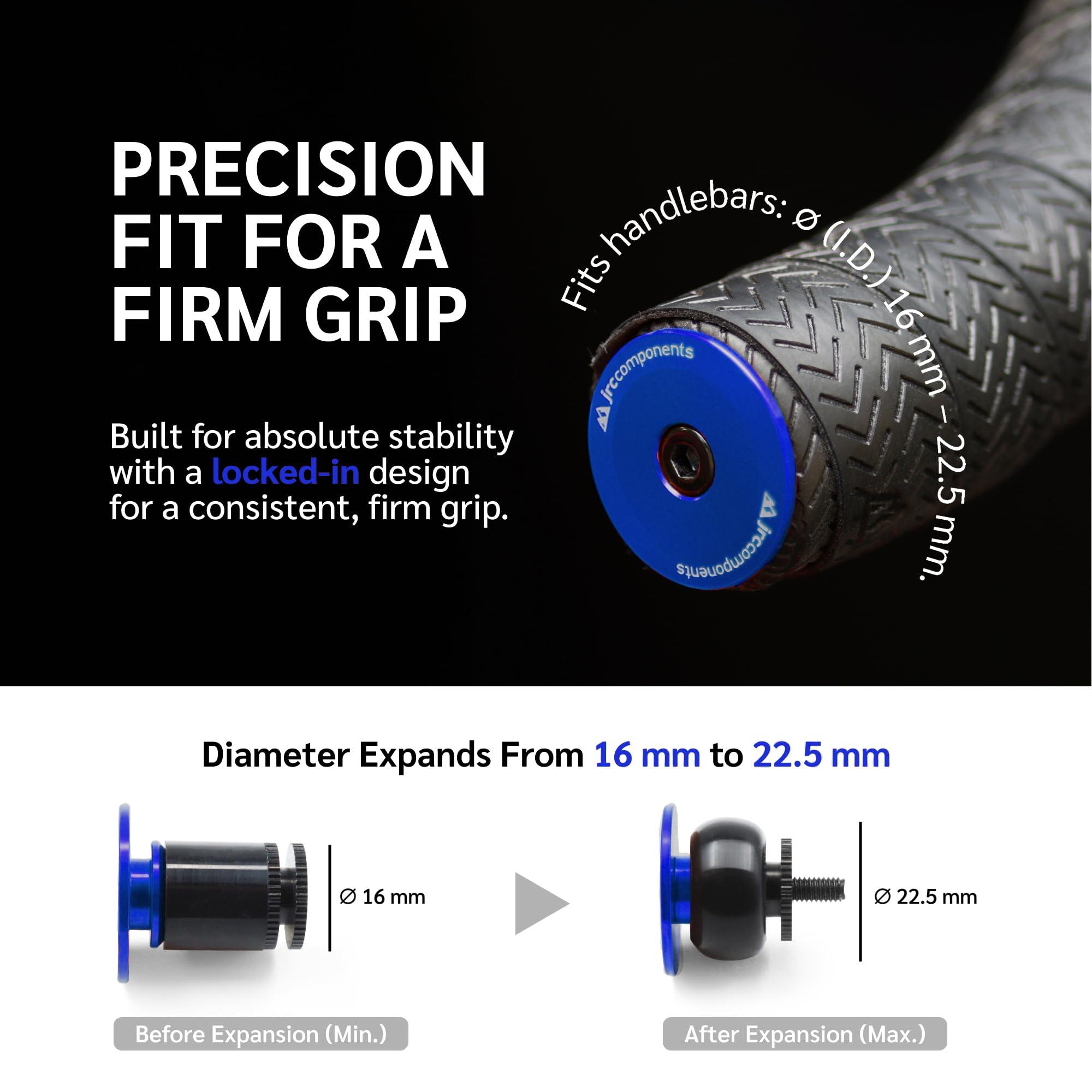 JRC Components JRC Components Aluminum Handlebar Bike Bar End Plugs for Bicycles | Pack of 2 Handlebar Plugs - Bar End Grips | Mountain Caps for Road Bikes - Premium Bike Handlebar Caps [Blue]