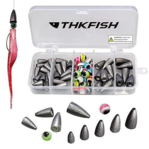 THKFISH THKFISH Fishing Weights Sinkers Fishing Beads Bullet Sinkers Carolina Rig Texas Rig Kit Fishing Accessories Kit 64pcs