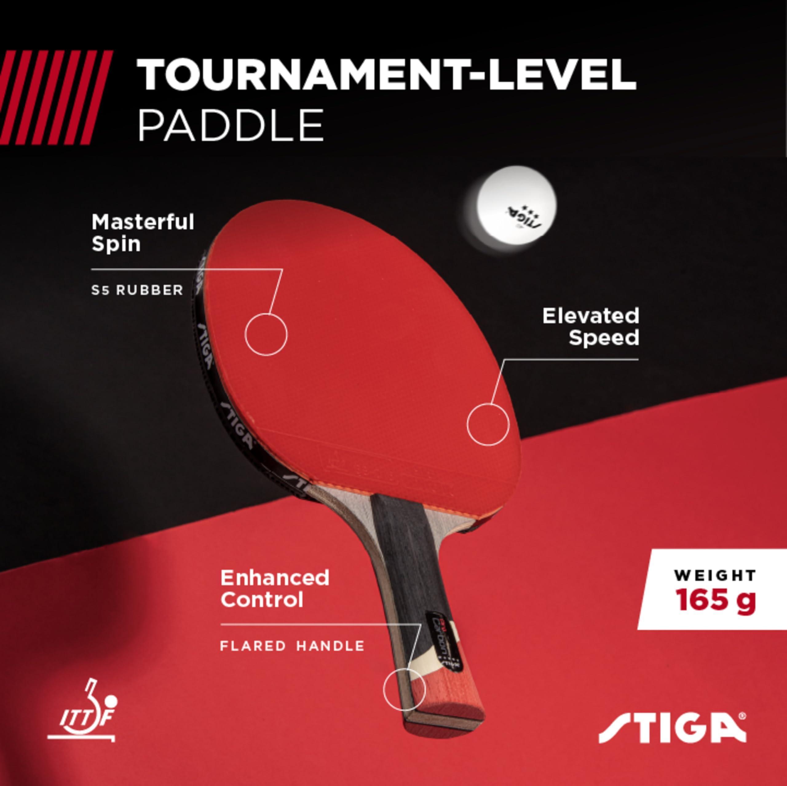 STIGA STIGA Pro Carbon Performance-Level Table Tennis Racket with Carbon Technology for Tournament Play - Red and Blue Colors