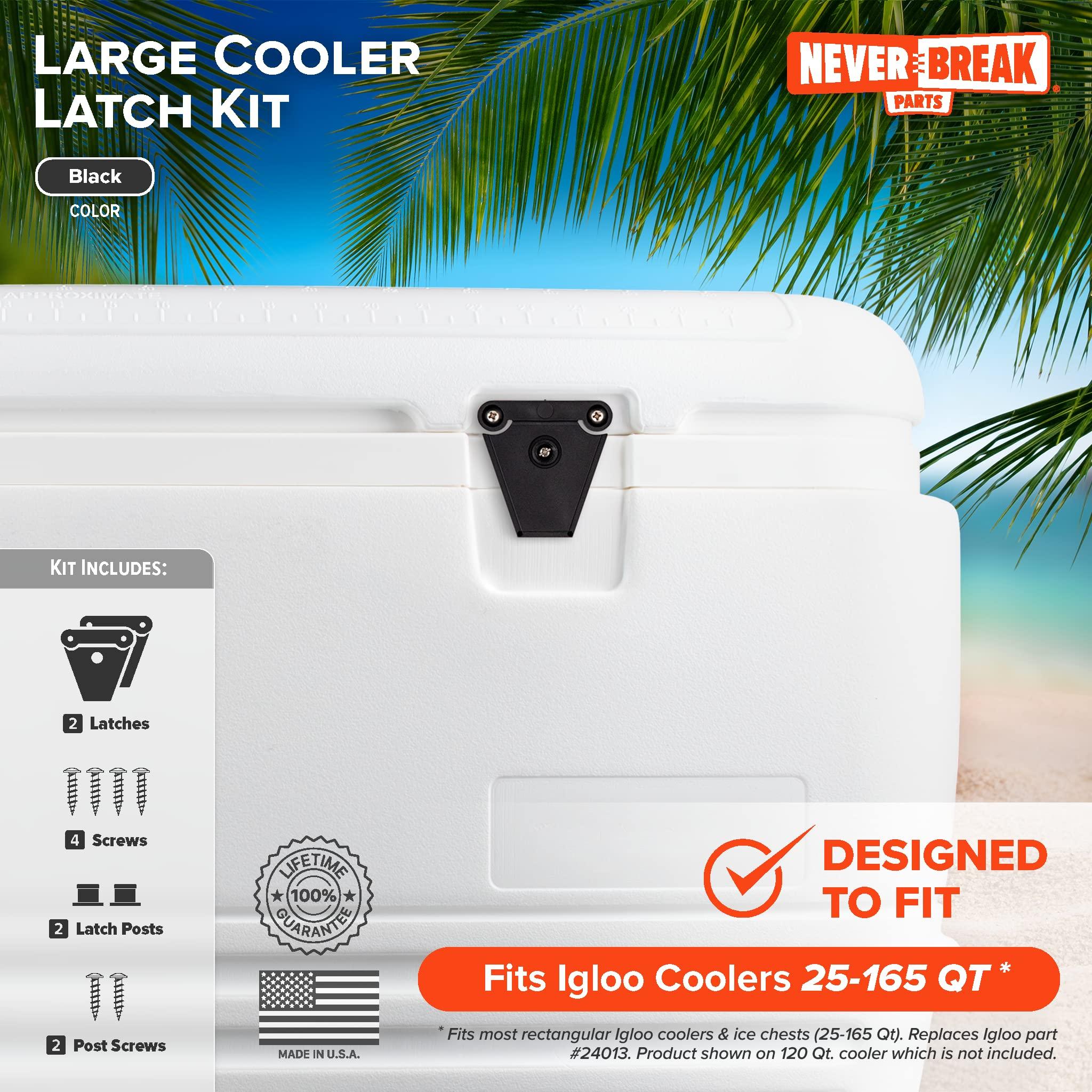 NeverBreak Parts NeverBreak Parts - 2 Pack Black Igloo Cooler Replacement Latches | Igloo Cooler Replacement Parts Kit Includes Posts and Screws | High Strength Ice Chest Repair Kit