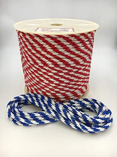 Great White Derby Rope Blue & White 5/8 x 200 Solid Braid Multifilament Utility Propylene All Purpose MFP, Soft Touch Equestrian, Cord for Crafts, Sport, Landscaping, Horse Tack, Pets leash & Dcor, Made in USA