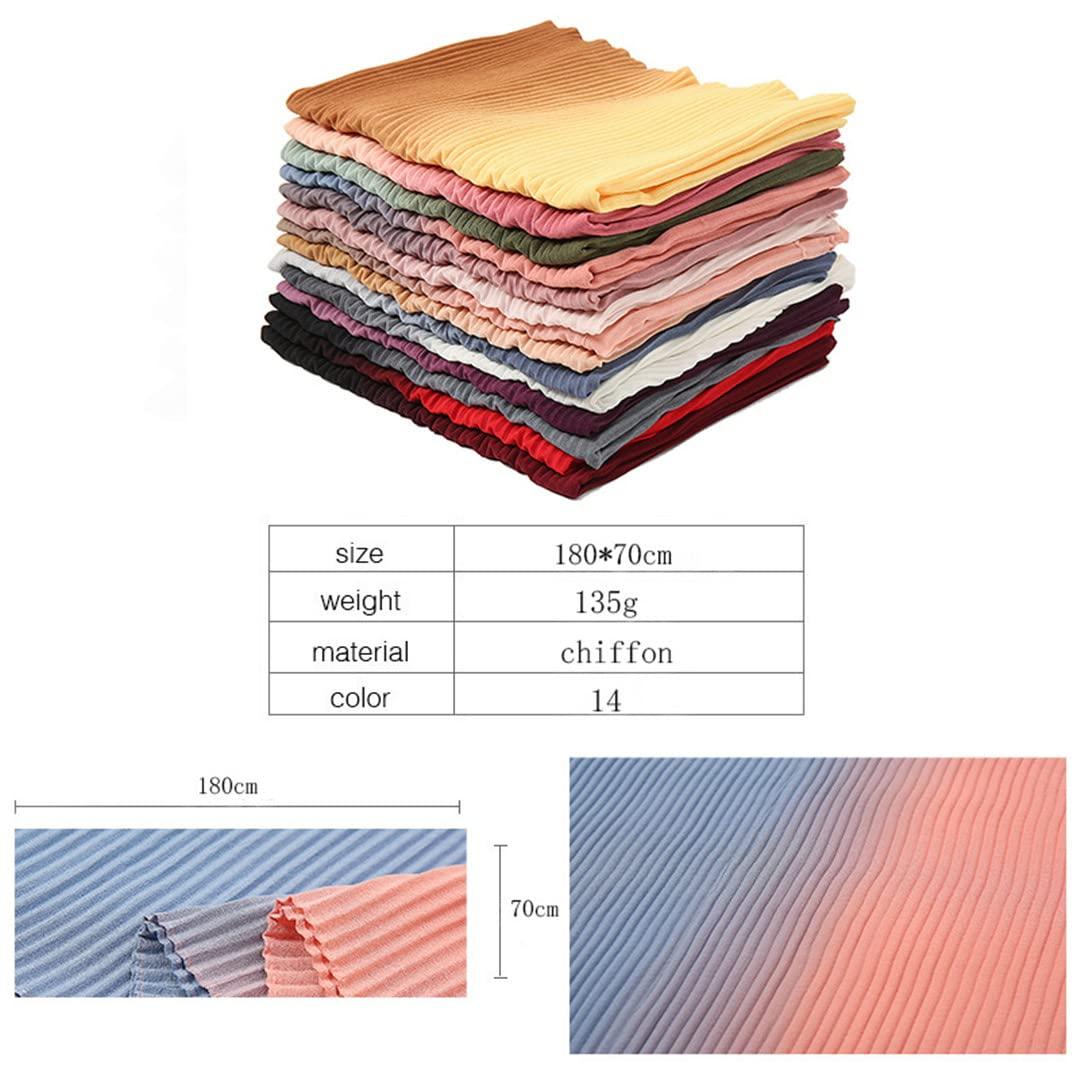 Hcclijo Hcclijo Colors Ombre Gradient Crinkle Chiffon Hijabs Scarf Pleated Hijabs Shawls Muslim Wraps Turbands Foluard 1PC Retail 11