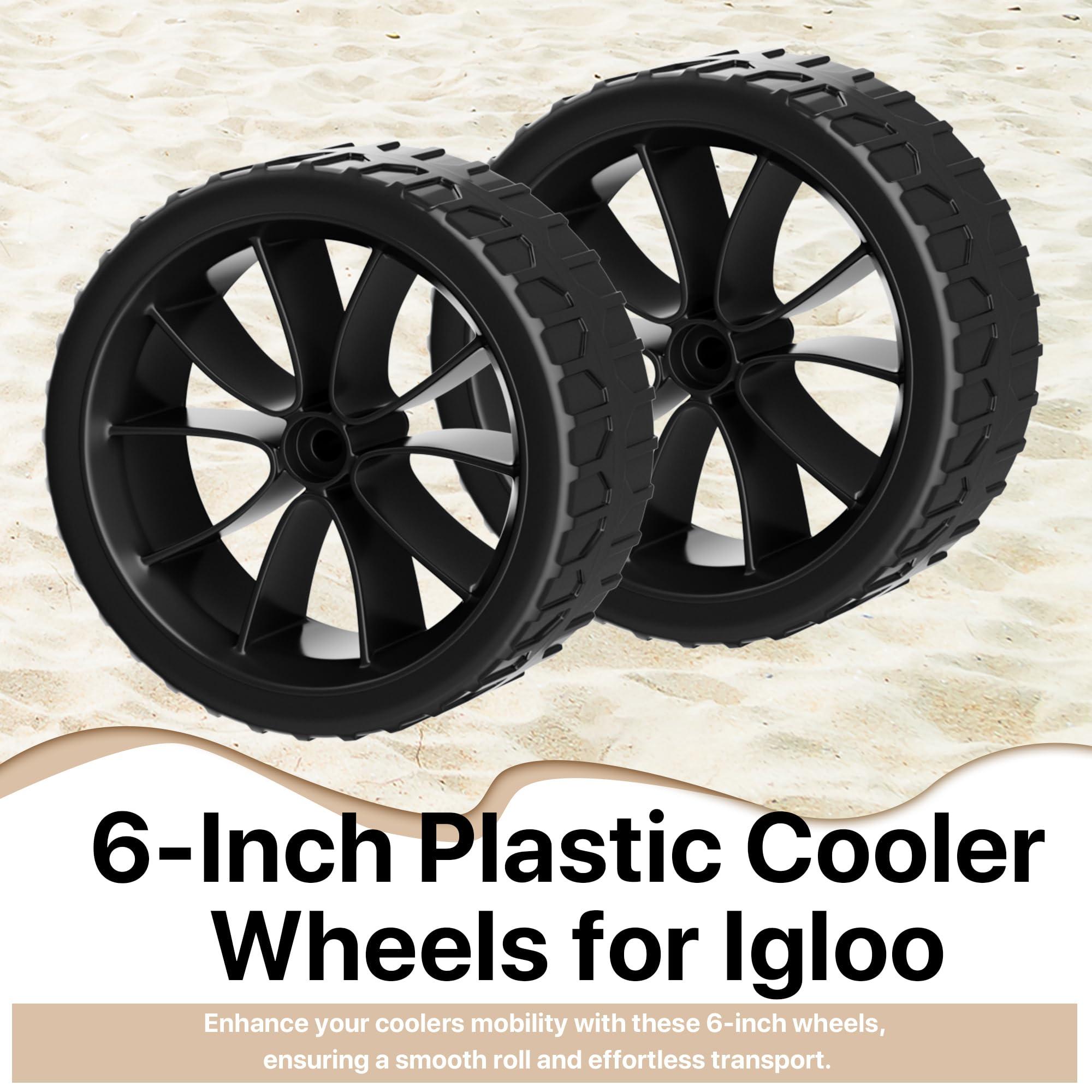 LBB-Parts LBB-Parts 6 Inch Cooler Wheel,Compatible with Most Igloo Coolers - Yukon 90 QT,Glide 110 QT,Ice Cube 58 QT/60 QT,Maxcold Latitude 62 QT etc,6'' Cooler Replacement Wheels kit(6'' Black Wheels)