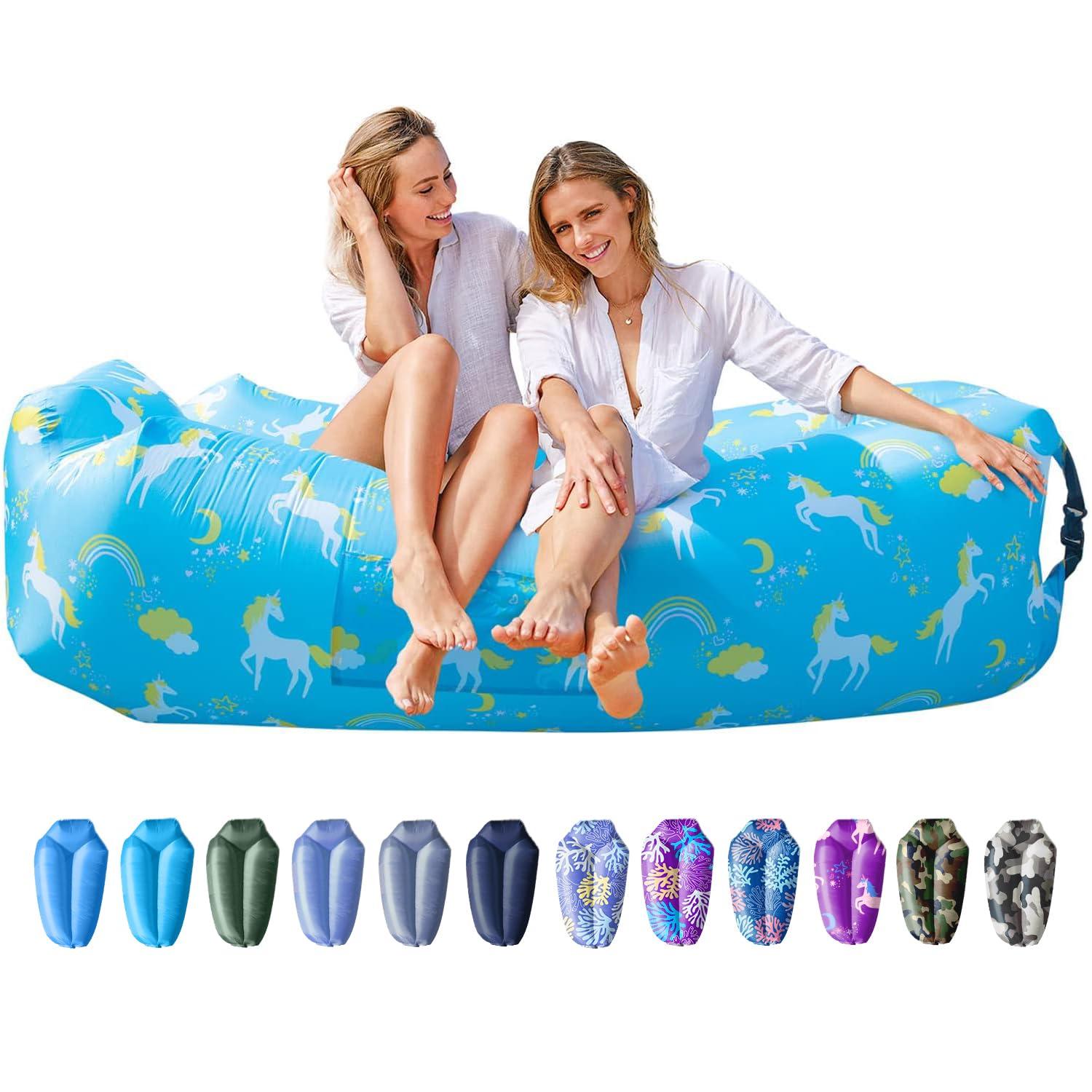 AlphaBeing AlphaBeing Inflatable Lounger Beach Chair Accessories, Air Sofa Hammock Inflatable Couch for Camping Backyard Lakeside with Compression Sacks, Ideal Outdoor Gifts for Adults