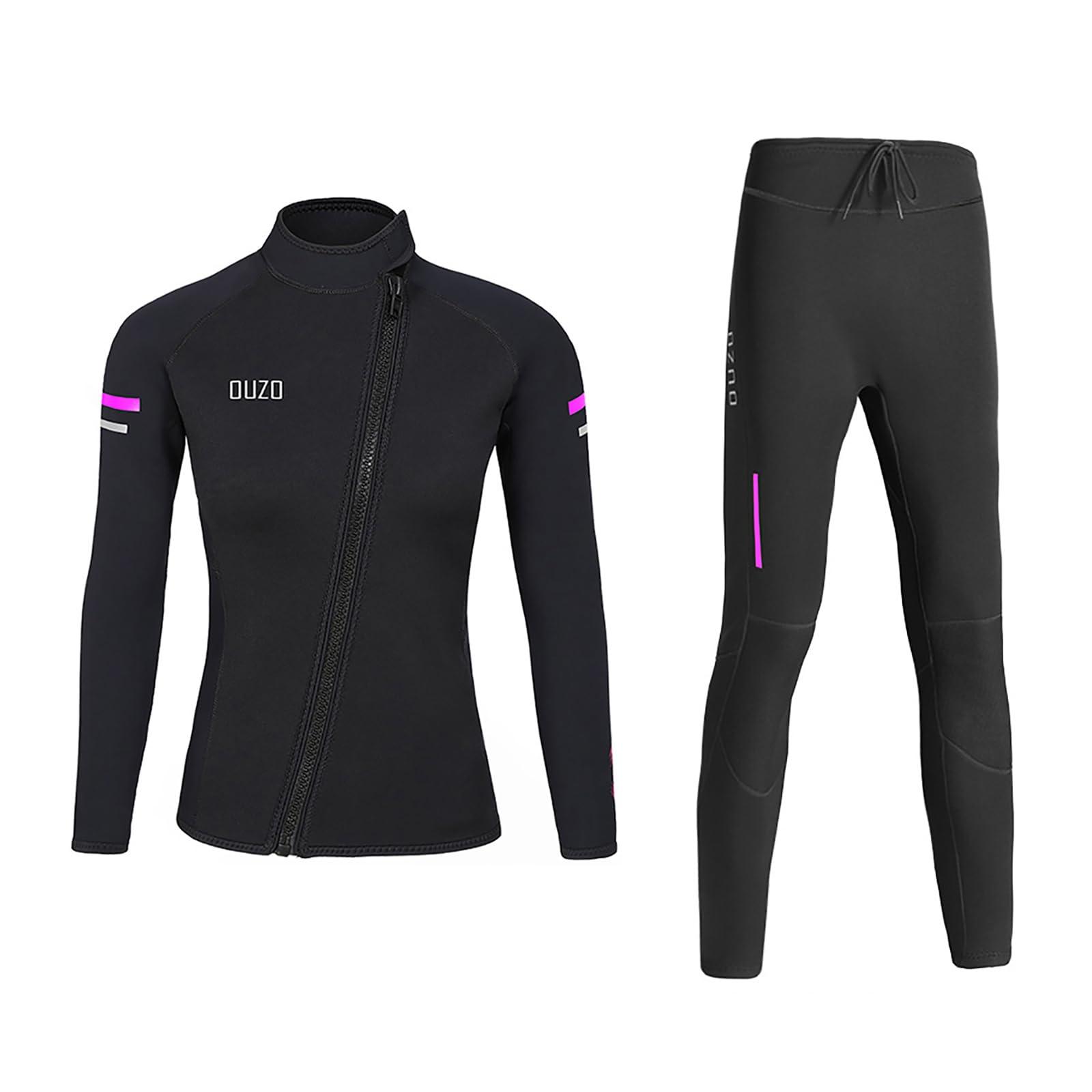 WYYHAA WYYHAA 1.5MM Neoprene Two Piece Wetsuit, Neoprene Surfing Bodyboarding Diving Suit for Men Women Snorkeling Scuba Diving,Women,XS