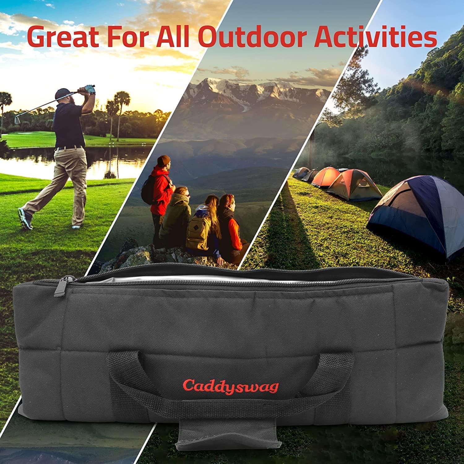 Caddyswag Caddy Swag Golf Bag Cooler Beer Sleeve 6 Can + Additional Golf-Ice Pack of 3 | Golf Cart Cooler for Drinks, Food, Fun Golf Gift for Men & Women