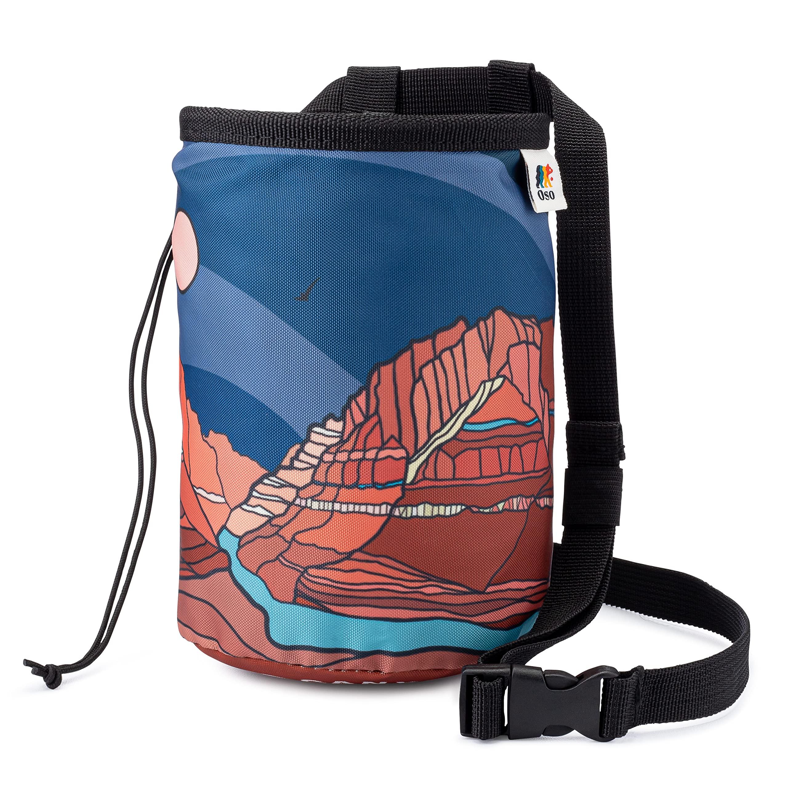 Oso Supply Co OSO Supply - Climbing Chalk Bag for Adults and Kids, Drawstring Closure, Adjustable Waist Belt, Indoor/Outdoor Training, Rock Climbing, Bouldering, Weightlifting (Grand Canyon)