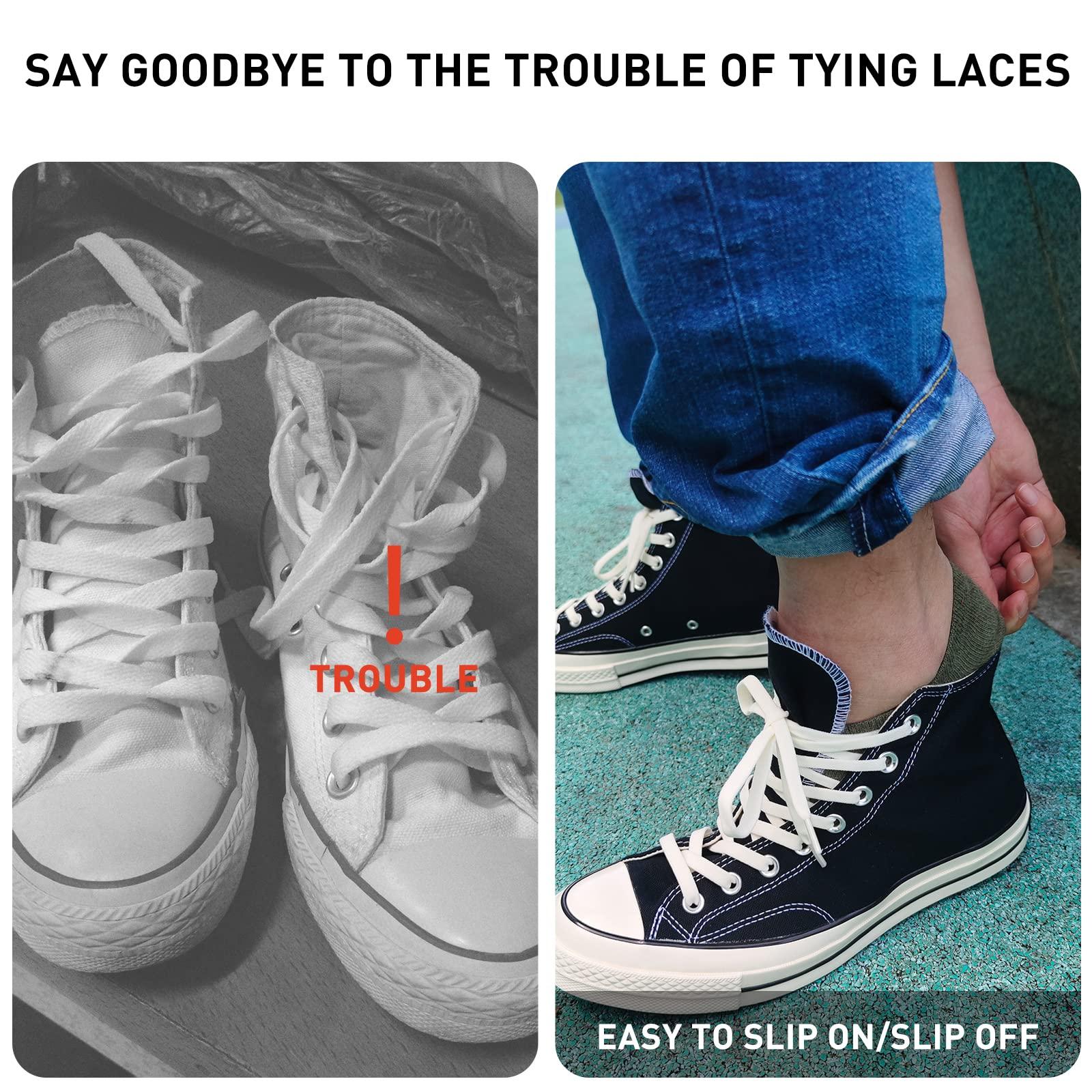 UamGlsob UamGlsob 5/16" Wide Elastic Shoe Laces Replacement Laces for High Tops Sneakers, Stretch Flat Shoelaces Shoe Strings for High Tops Skate Shoes (Blue-02, 54''/140cm)