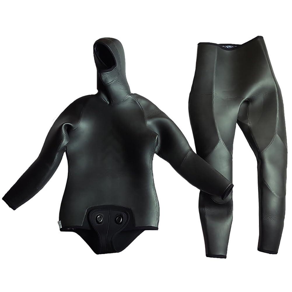 WYYHAA WYYHAA 3.5MM Neoprene Spearfishing Wetsuit with Hooded, 2 Pieces Camouflage Hunting Diving Suit with Loading Chest Pad for Cool Water Freediving Snorkeling Swimming,Green,XXL