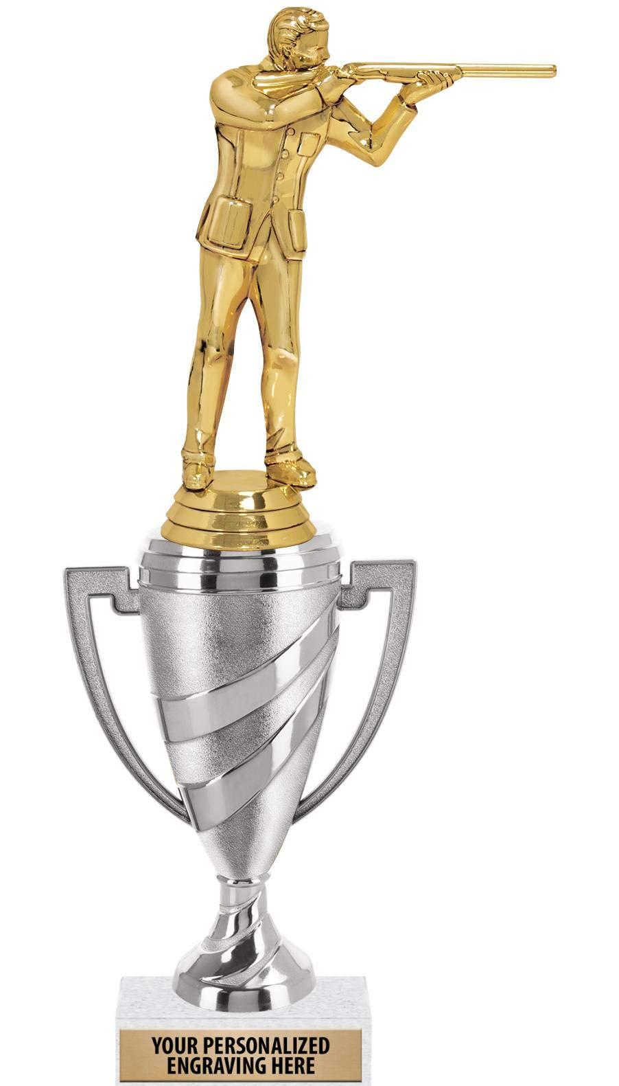 Crown Awards Crown Awards Trap Shooter Trophy, 11" Silver Cup Trap Shooting Trophies Includes Free Engraving, 10 Pack