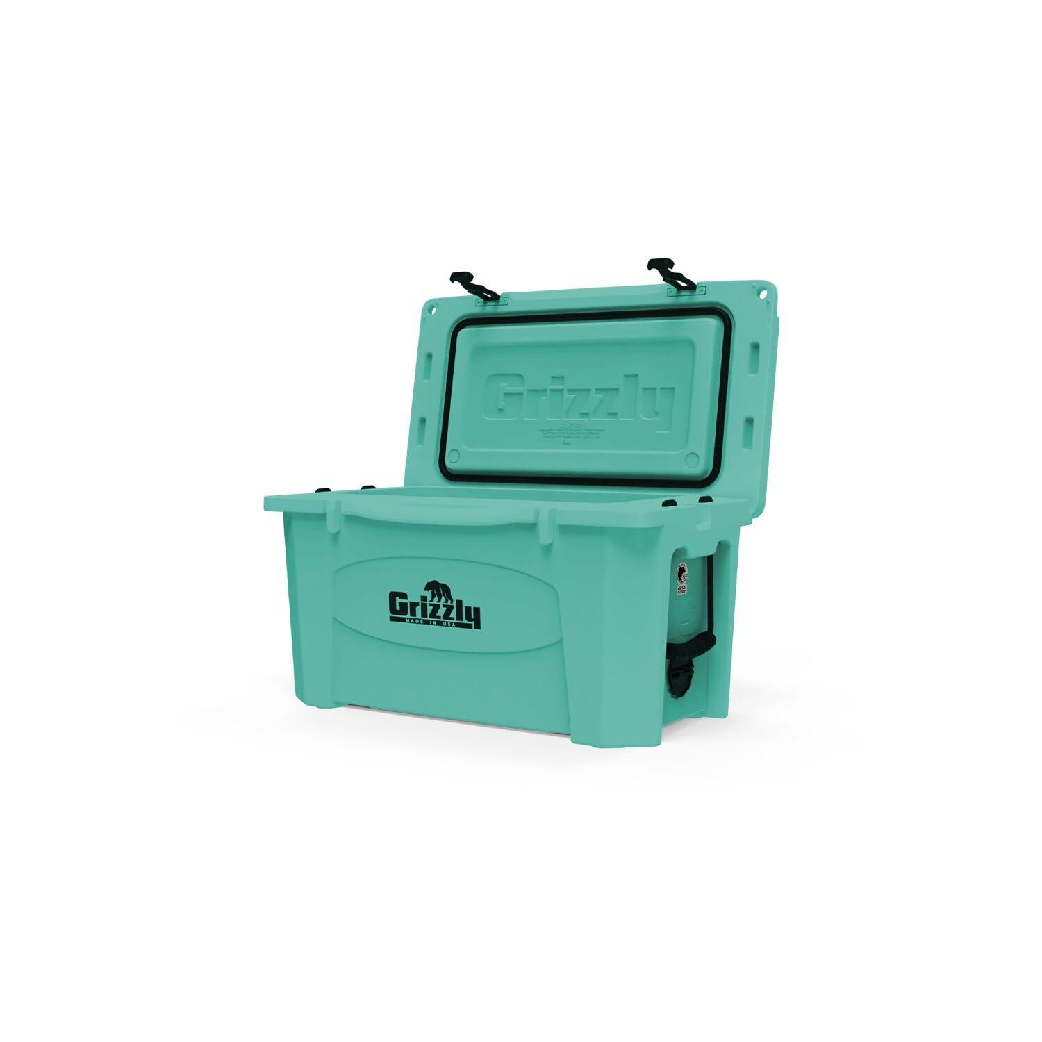 Grizzly Coolers Grizzly 45 Cooler | 45 qt Ice Chest Durable Rotomolded Insulated | Made in The USA | Warranty for Life | for Beach Boat Camping Fishing Hunting | G45 | Seafoam