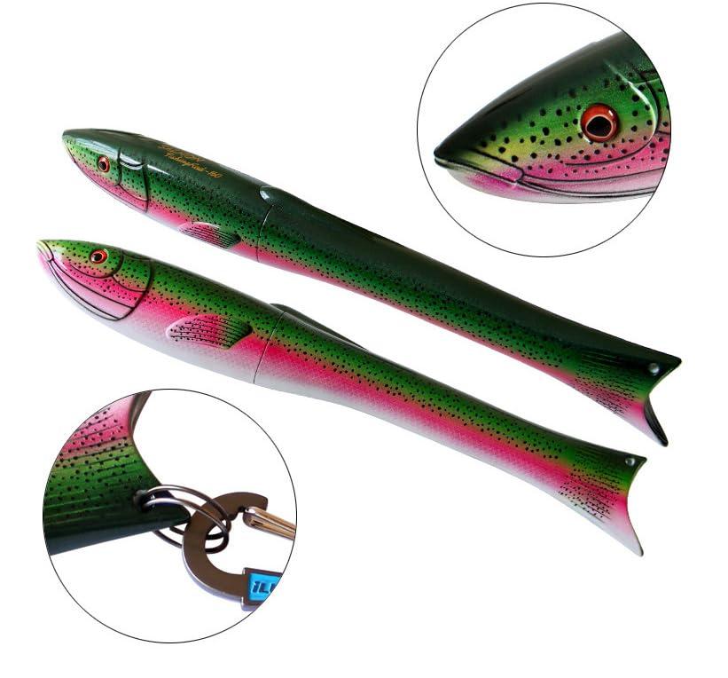 KTGCOZS KTGCOZS 1.6m Personality Telescopic Carbon Fishing Rod Fish Shaped Mini Pocket Pen Sea Ice Fish (Blue)