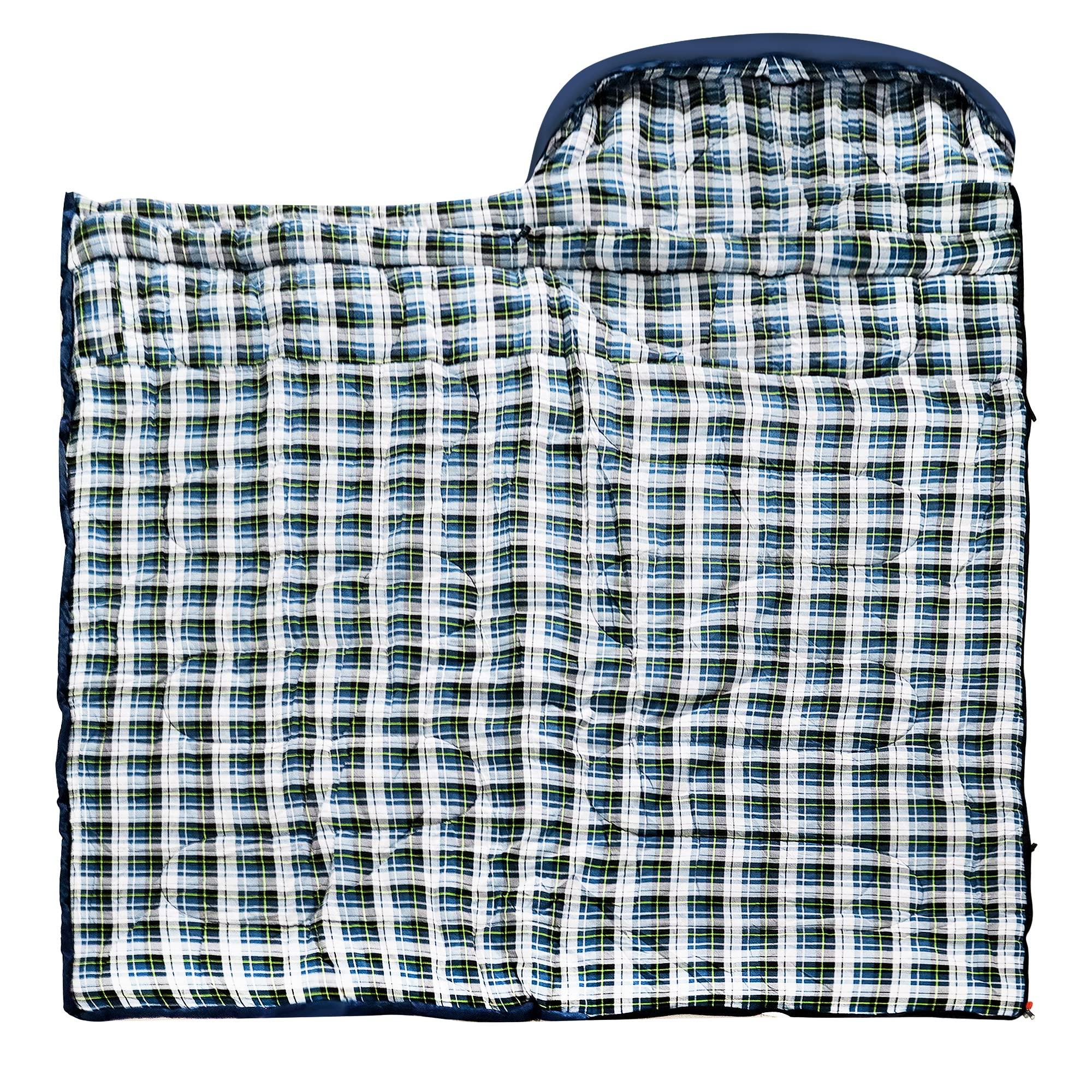HiZYNICE HiZYNICE Sleeping Bags for Adults 100% Cotton Flannel XXL for Cold Weather 20 Degree Camp Big and Tall Wide Oversized,Navy Blue Left Zip,90" x 39"