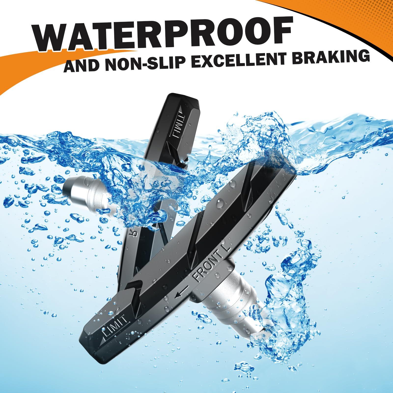 Alritz Alritz Bike Brake Pads Set, 4 Pairs Road Mountain Bicycle V-Brake Blocks Shoes with Hex Nut and Shims, No Noise No Skid, 70mm (Black)