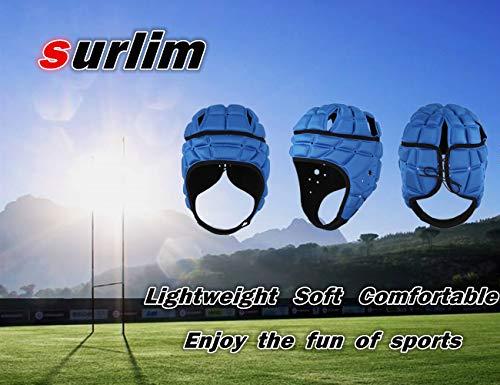 surlim Surlim Rugby Soft Helmet Soccer Headgear Scrum Cap 7v7 Flag Football Headguard for Adult Large (Blue)