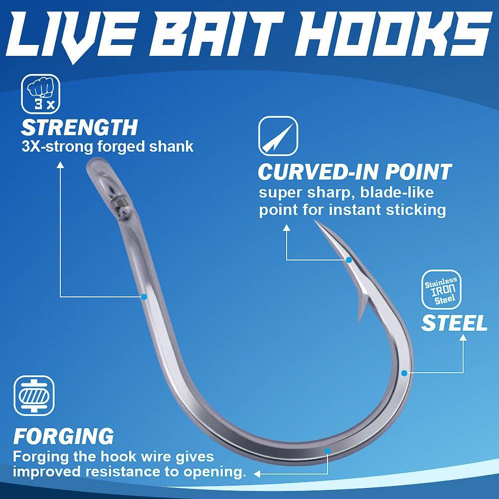 XFISHMAN 3X-Strong-Octopus-Hooks-Saltwater-Fishing-Circle-Hooks- Stainless Big Game Size 1-13/0