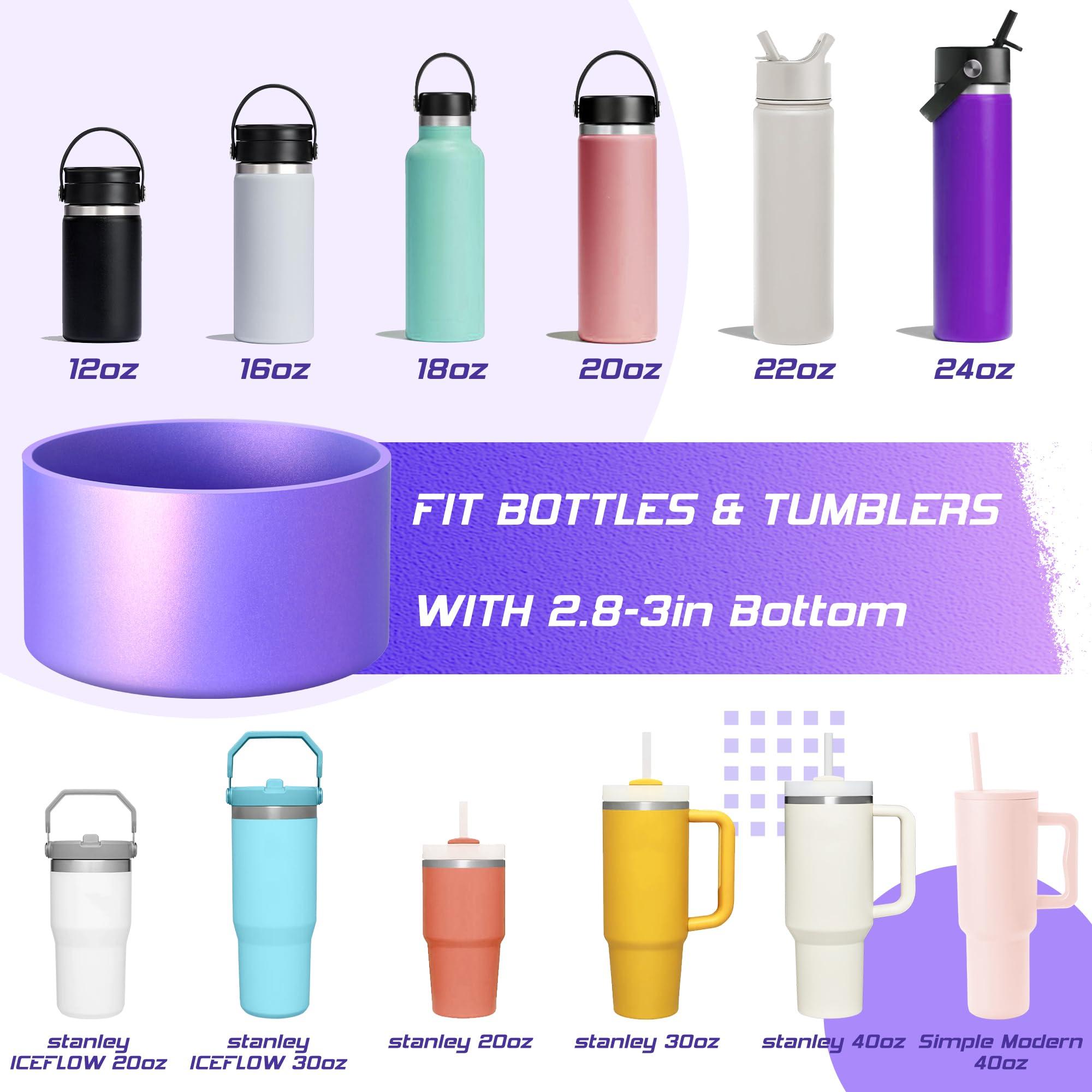 VIKIZUES VIKIZUES Protective Metallic Matte Luster Silicone Boot Compatible with Stanley Cup 40/30/20 oz & More 12-24oz Water Bottles with 2.8-3in Base, Glitter Anti-Slip Bottom Boot Sleeve (Purple)