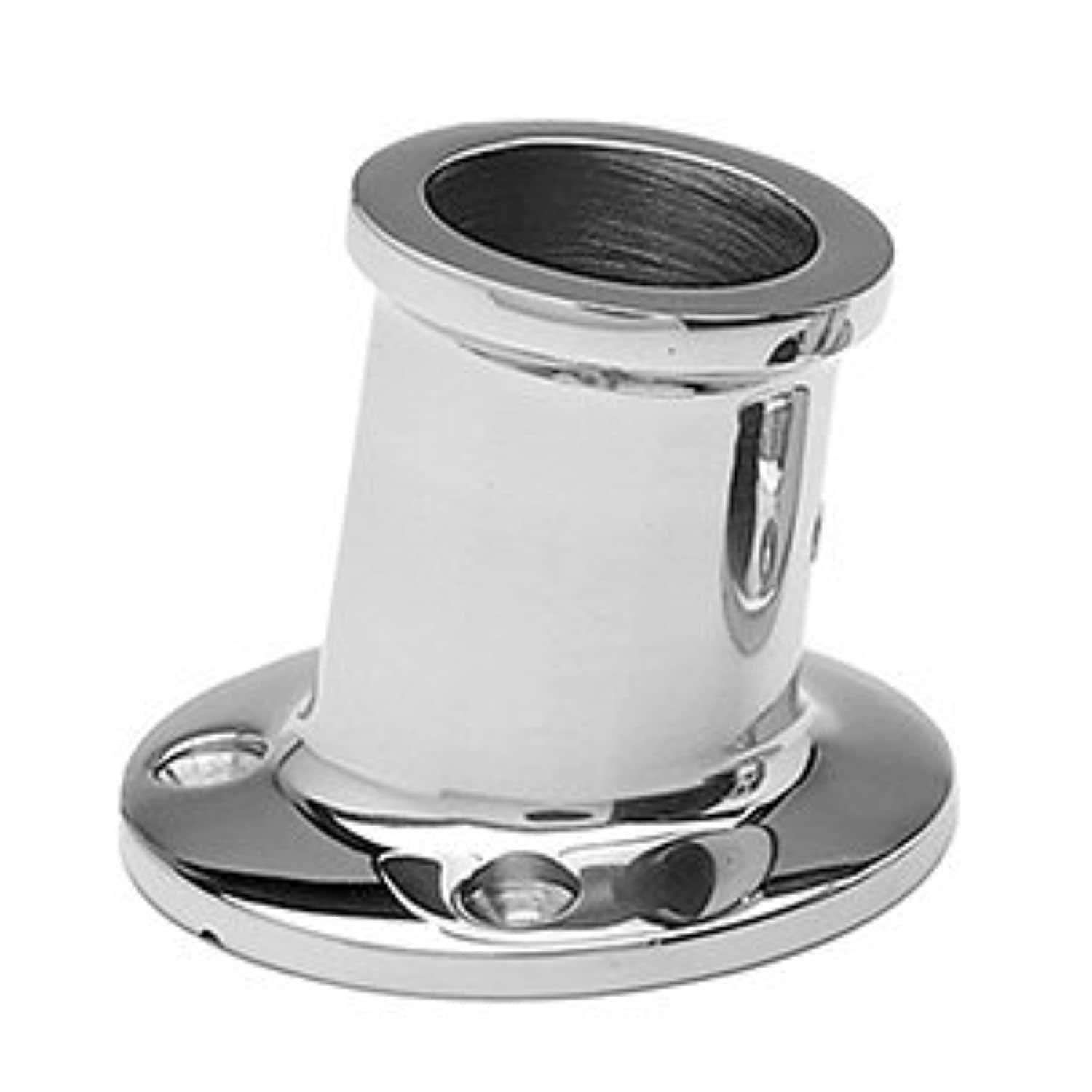 TAYLOR MADE PRODUCTS TAYLOR MADE PRODUCTS Top-Mount Boat Flag Pole Socket, Tilts 10-Degree Angle, Fits 1\" to 1-1/4\" Diameter Poles, T316 Polished Stainless Steel, Fits Gunwale, Deck, Pontoon, Marina - 966