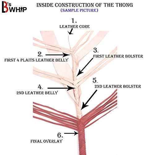 LB\'S WHIP Stockwhip 05 Foot 16 Plaits Kangaroo Hide Leather Equestrian Australian Stock Whip with Leather Belly & Leather Bolster Inside