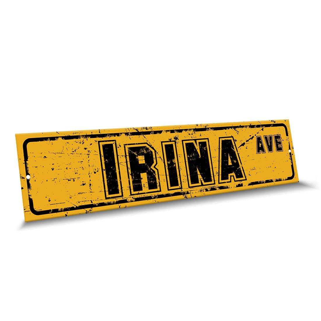 Customola Customola - Irvin Name Black Yellow Color Street Sign, 4"x 18" Aluminum Metal Novelty Sign, Indoor - Outdoor, Design h24