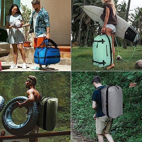 MIER MIER Large Waterproof Duffel Bag Rolltop Dry Backpack Duffle Bags for Kayaking, Rafting, Boating, Swimming, Camping, Travel, Gym, Beach, 80L, Green