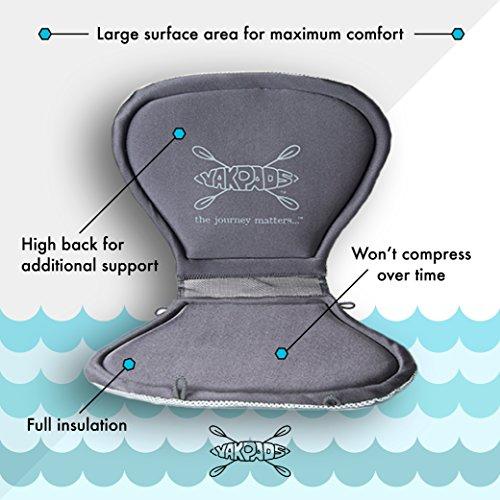 Yakpads Yakpads High Back Cushioned Seat Pad, Gel Seat Pad for Kayaks, Portable Seat Cushion for Outdoor Watersports and Recreation - Cascade Creek (High Back)