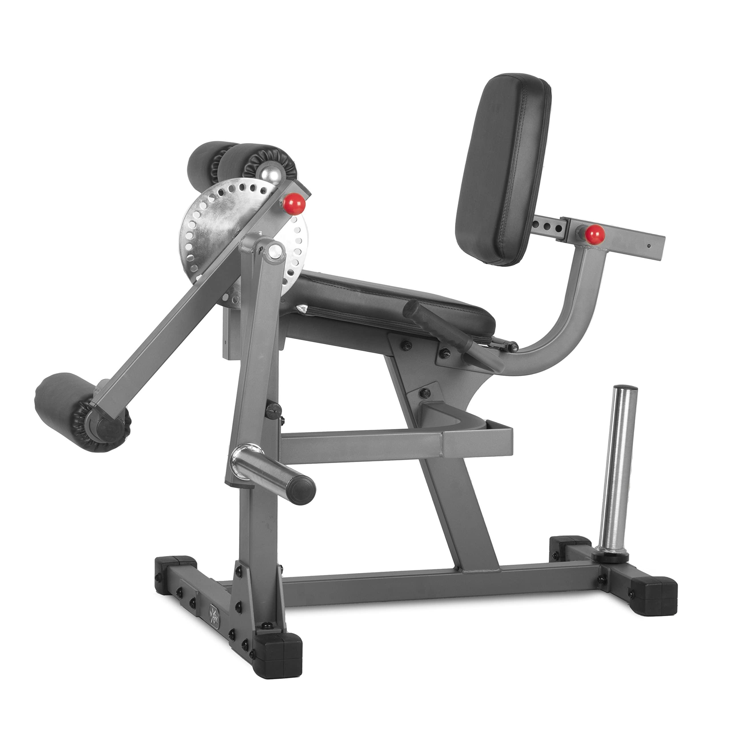 XMark XMARK Seated Leg Extension and Leg Curl Machine, Lower Body Adjustable Leg Exercise Machine, Weight Plate Loaded Leg Rotary Extension