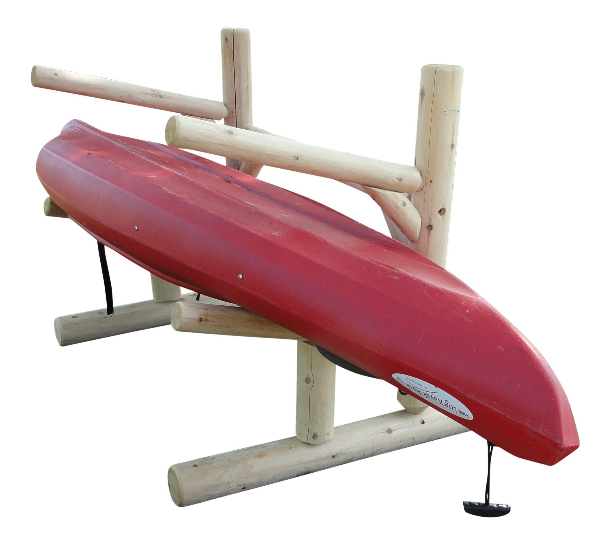 Log Kayak Rack Log Kayak Rack - 2-Place One-Sided Kayak/SUP Log Rack, Garage Kayak Storage Rack, Outdoor Kayak Rack, Free Standing Kayak Rack, SUP Rack, Paddle Board Rack, Kayak Stand, SUP Storage Rack - Natural