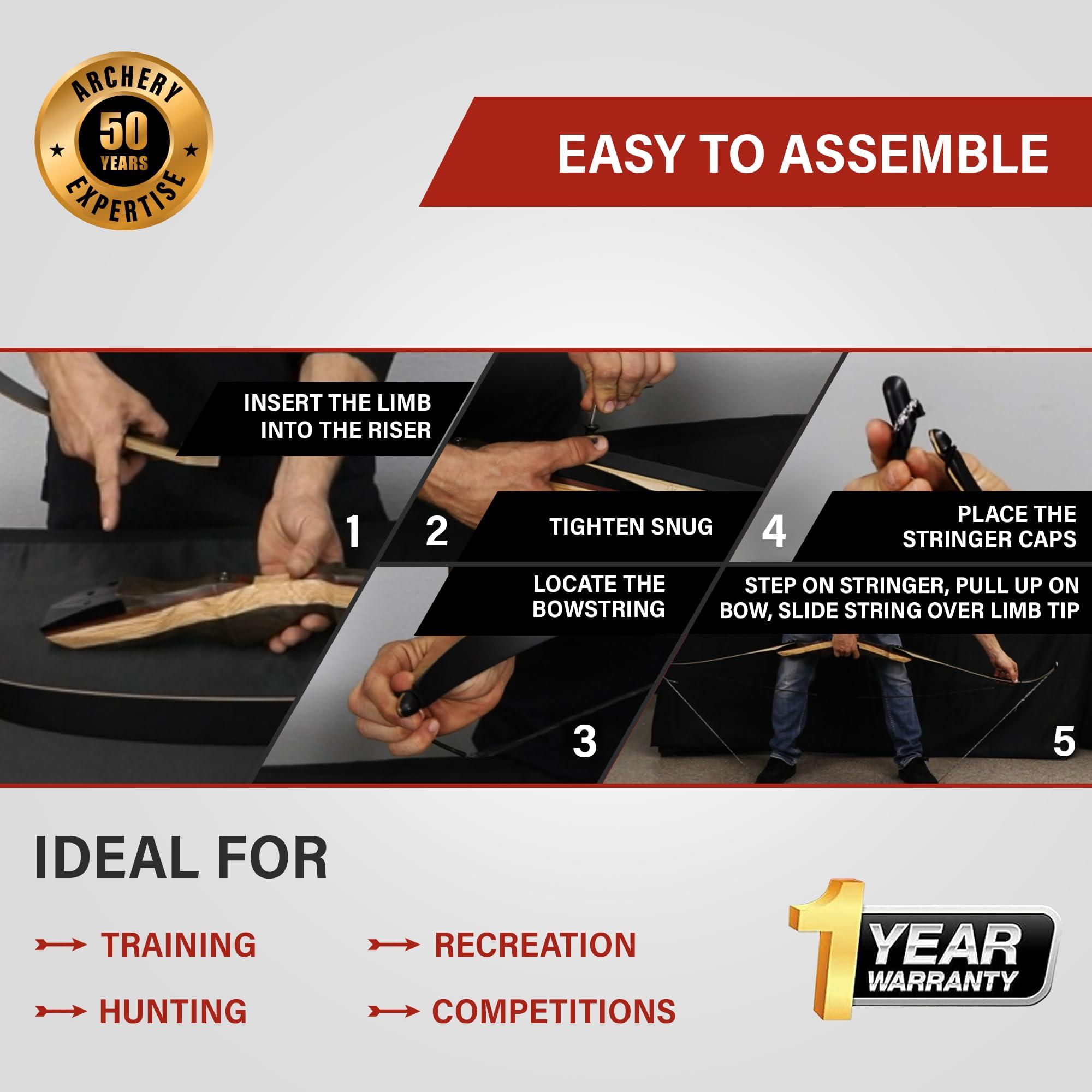 Southwest Archery Spyder XL Takedown Recurve Bow and Arrow Set ? 64\" Recurve Hunting Bow ? Right & Left Hand ? Draw Weights in 30-55 lbs ? USA Based Company ? Perfect for Beginner to Intermediate SpyderXL-40L-WS