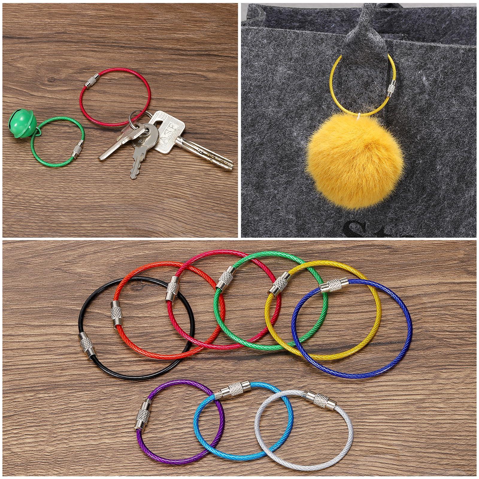 PATIKIL PATIKIL 6 Inch Length Wire Keychain Cable, 4 Pack Stainless Steel Key Ring Loop for Outdoor Hiking Sport, Sky Blue