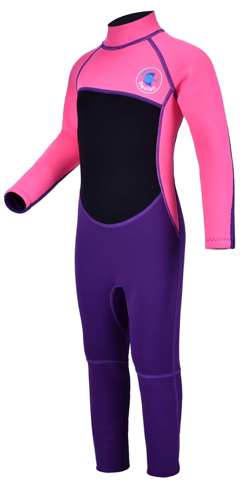 REALON REALON Kids Wetsuit for Girls Boys Toddler and Youth 3mm Neoprene Child Full Wet Suits Warm in Cold Water Thermal Swimsuit Back Zip for Swimming Diving Jet Skiing Surfing