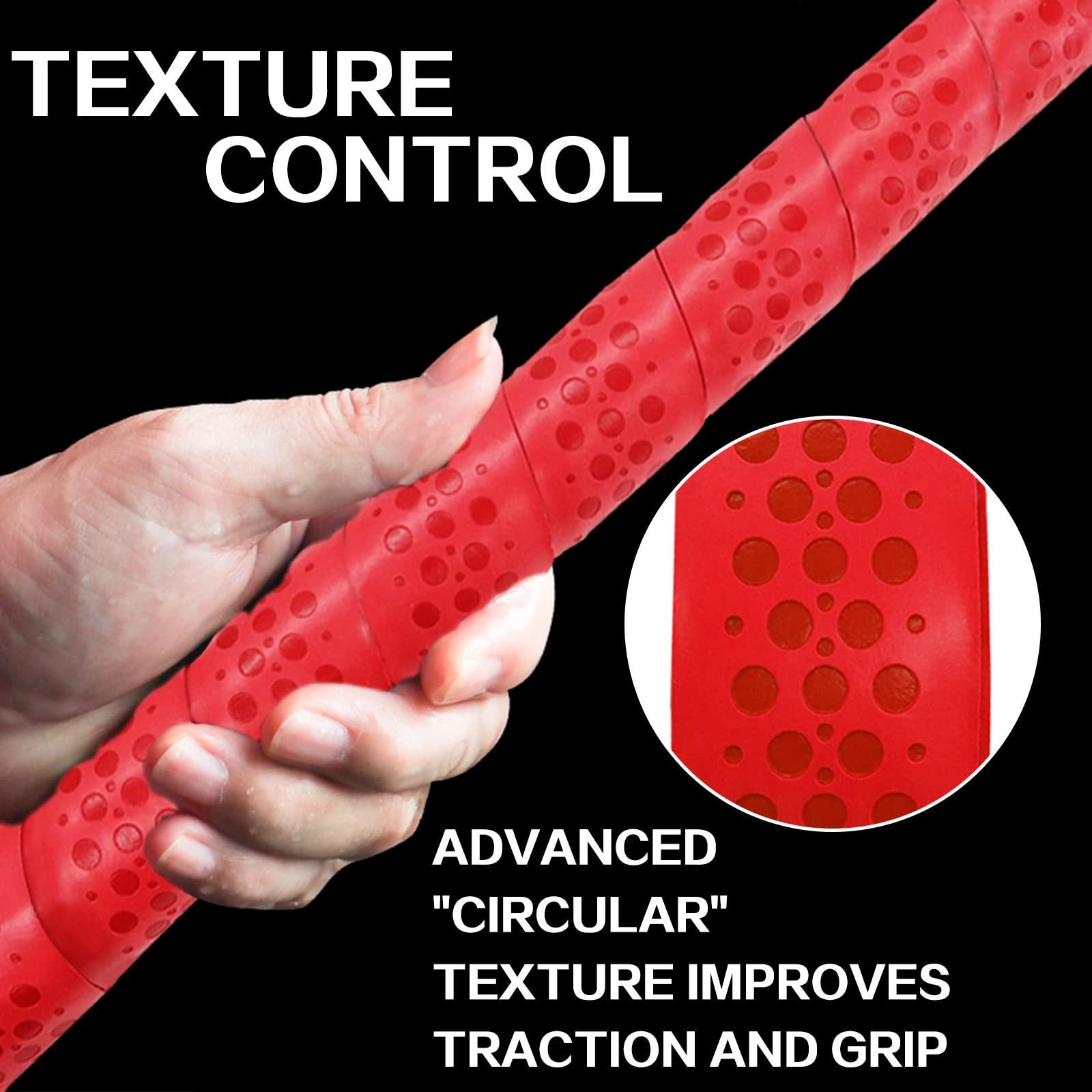 VEASAERS VEASAERS Bat Grip Tape Baseball Softball 2/4 Pack 40 inch 1.75mm Precut and Full Adhesive Back Pro Feel Soft Comfortable Tapes for Old Bats Handles (2 Pcs-Red Dot)