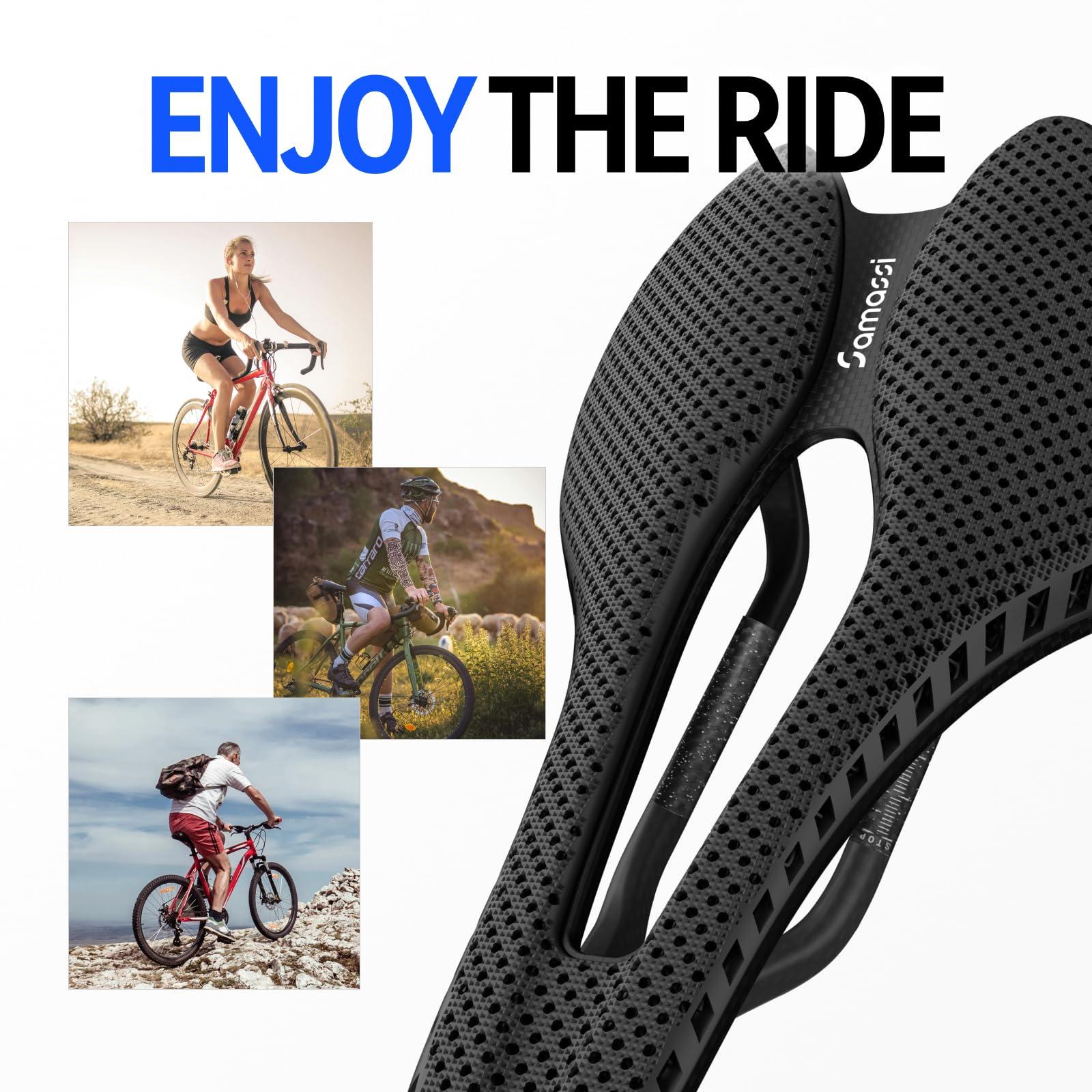 Samassi Samassi Bike Seat, 3D Printed Bike Saddle | Comfortable Bike Seat Cushion for Men and Women| Lightweight Carbon Fiber Bicycle Seat, Shock Absorbing and Breathable | Ideal for Road and Mountain Bikes