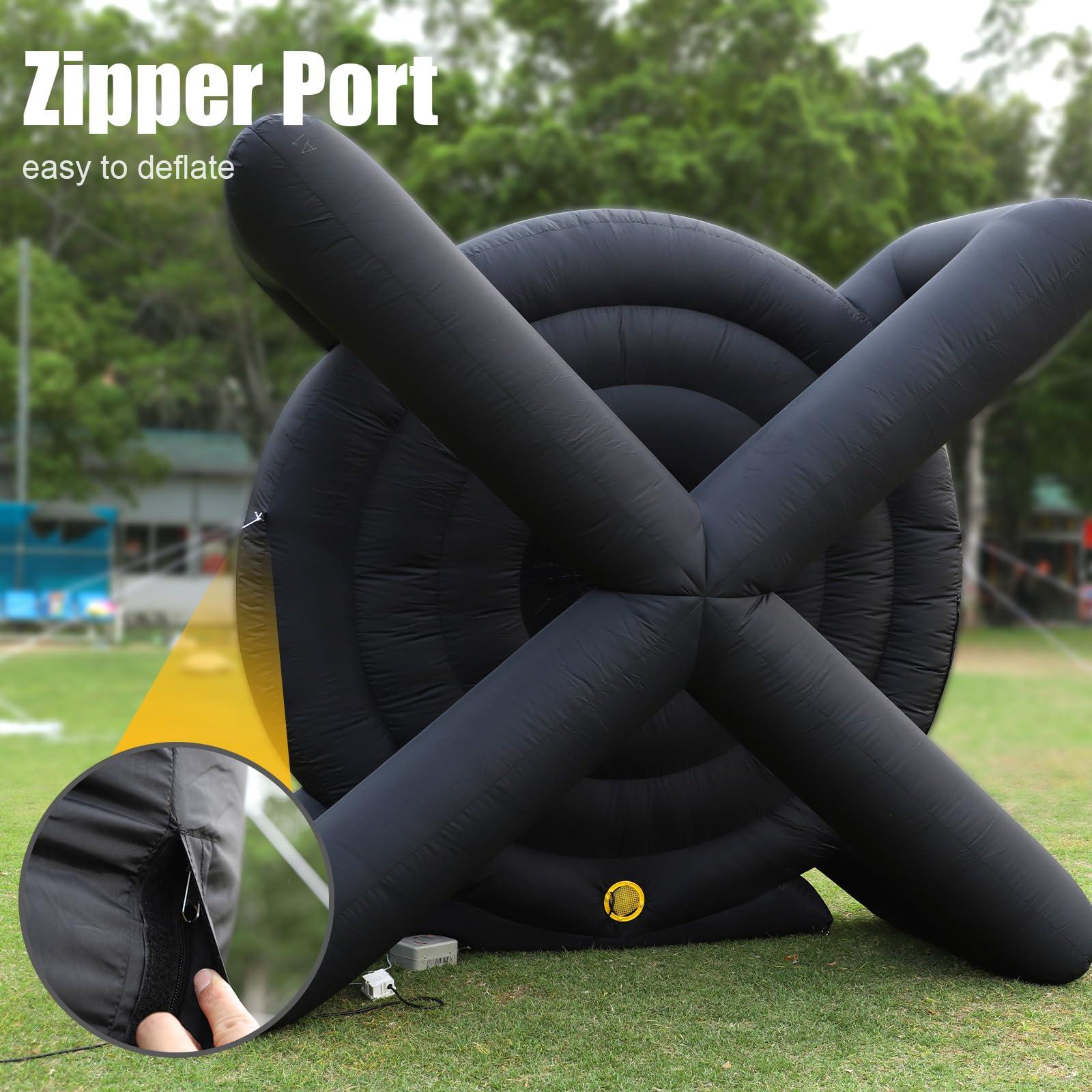 Okayego 10FT Giant Inflatable Soccer Dart Board Backyard Games - with 370w Blower, 8 Soccer Balls - Large Kick Football Target Dartboard for Outdoor Yard Lawn Family Adults (Black)