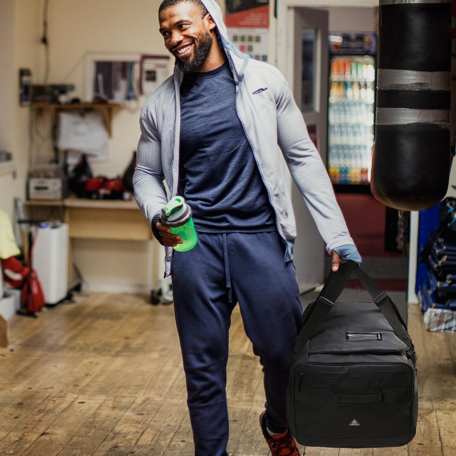 Haimont Haimont Travel Duffel Backpack Bag 60L for Men Large Sports Duffle Bags with Backpack Straps for Hiking Camping Gym Workout, Water Resistant, Black