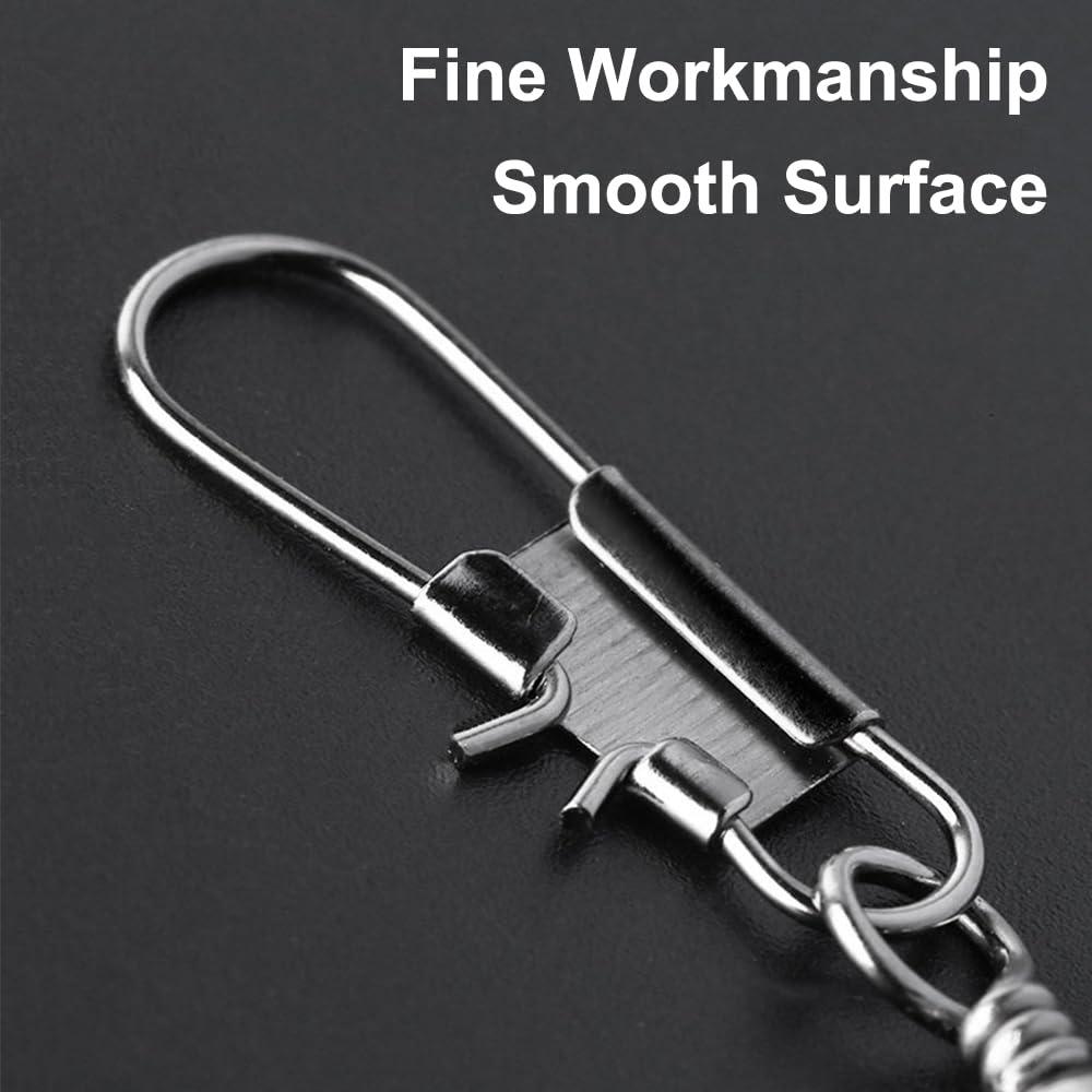 SagaSave SagaSave 100 Pack Fishing Snap Swivels Metal Fishing Snap Clips 360 Flexible Fishing Tackle Swivels Fishing Gear Equipment for Saltwater Freshwater(2#)