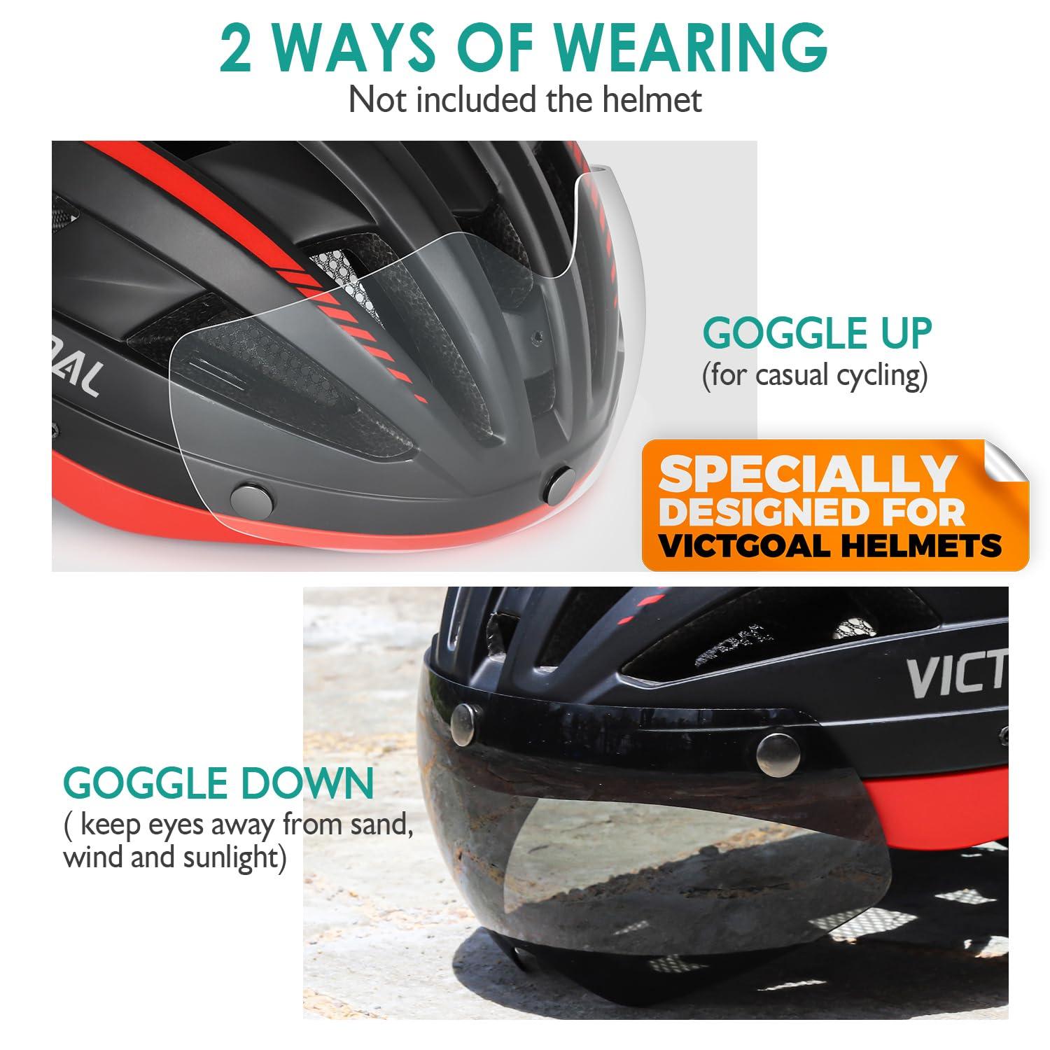 VICTGOAL VICTGOAL Detachable Magnetic Bike Helmet Goggles Visor Especially Deisgned for VG110/VG112 Bicycle Helmet (Photochromic)