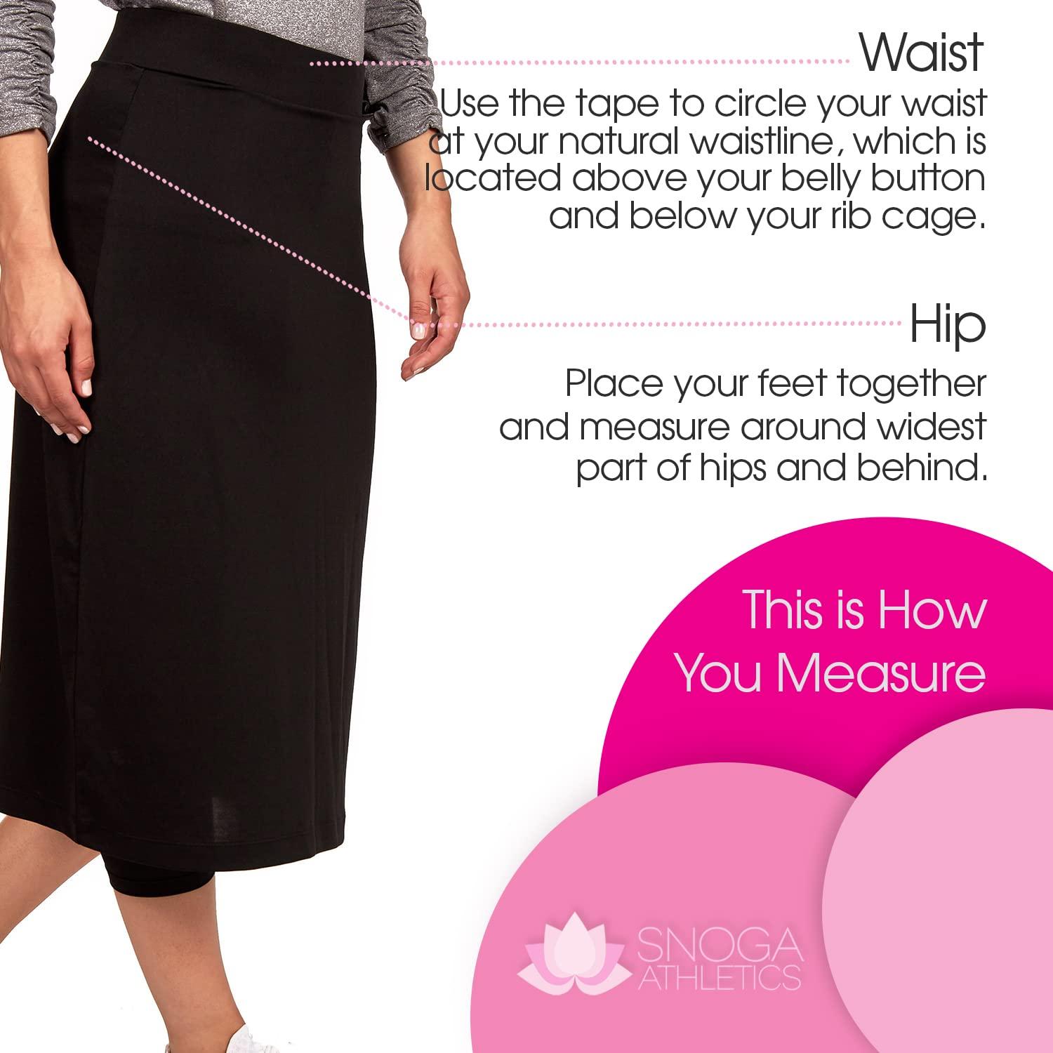Snoga Athletics Snoga Womens Modest Midi Athletic Pencil Skirt w Leggings| Chlorine & Waterwear Friendly Kosher Pencil Skirted Capri Legging Black
