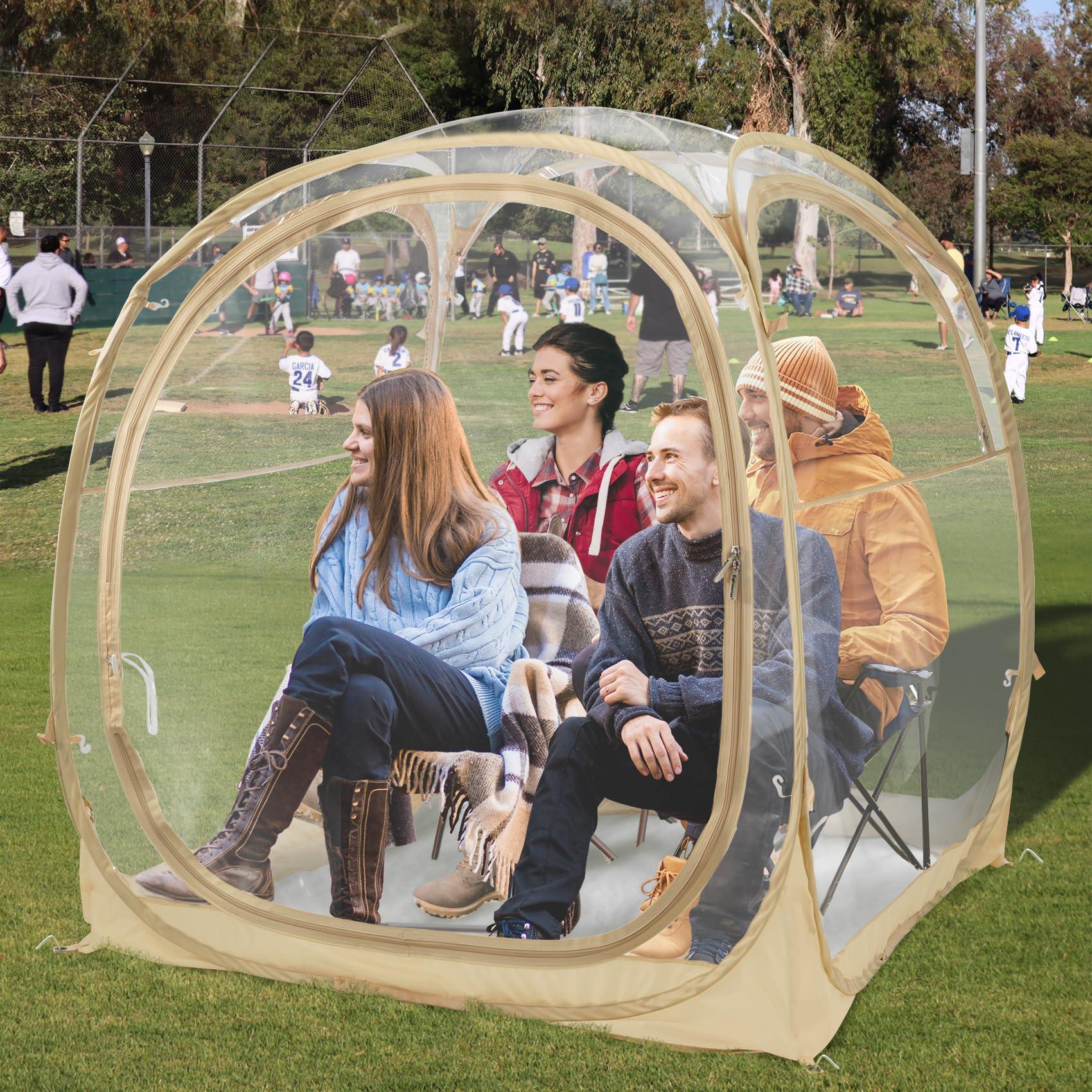 PrivatePod EighteenTek Pod All Weather Sports Tent with Sealed Floor - Instant Tent Shelter - Outdoor Bubble Tent 1-6 Person - Rain Tent Camping Sun Shelter Pop Up - Clear, Patent Pending Protected Design