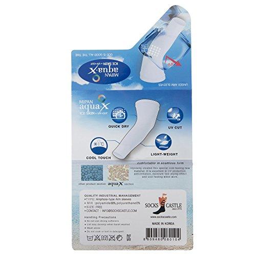 Mipan GamsungTex Mipan GamsungTex ARM Sleeves for Men and Women UV Cut Flexible & Durable by SOCKSCASTLE Aqua X (White 6 Pair)