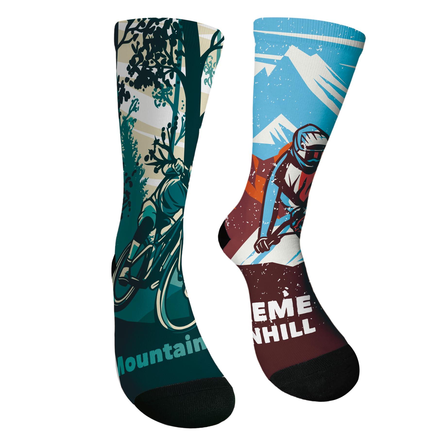 RUYICOCO RUYICOCO Mens Dress Socks Funny Idea Mountain Bike Socks Men Novelty Crew Socks - Men's Novelty Socks Eye-Mountain Biking Gifts For Men For The Modern Man.