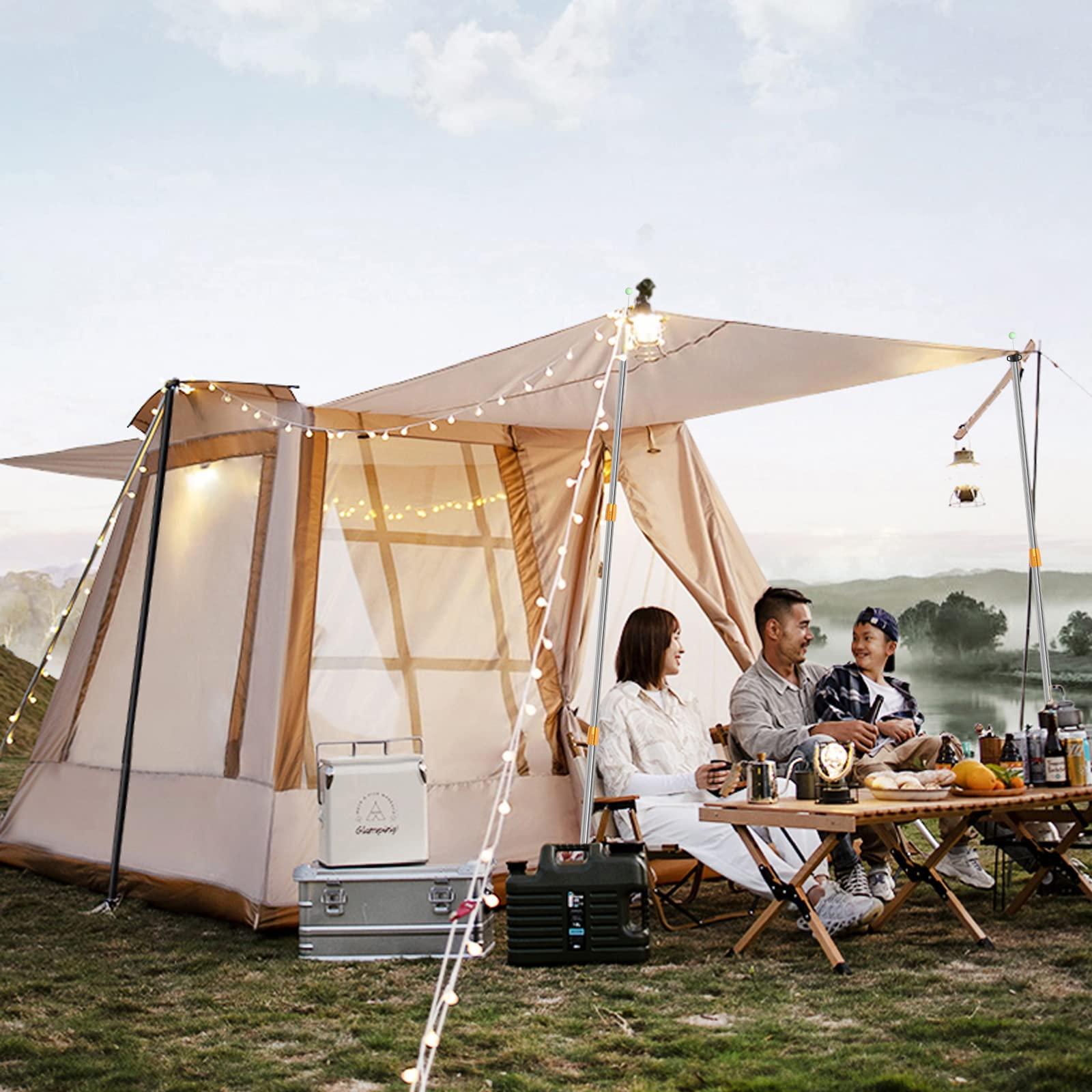 SANLIKE SANLIKE Telescoping Tarp Pole Adjustable Tent Poles, 33\"-86.6\" Thickened Tube Collapsible Stainless Steel Canopy Poles for Camping Backpacking Hiking Awning Sun Sails Outdoor Sports, Set of 2